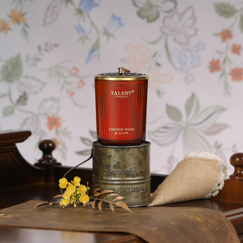 Jar Candles for Home Scented – Natural Soy 8.4oz Jar Candle | Traditional Fireside Wood & Glow