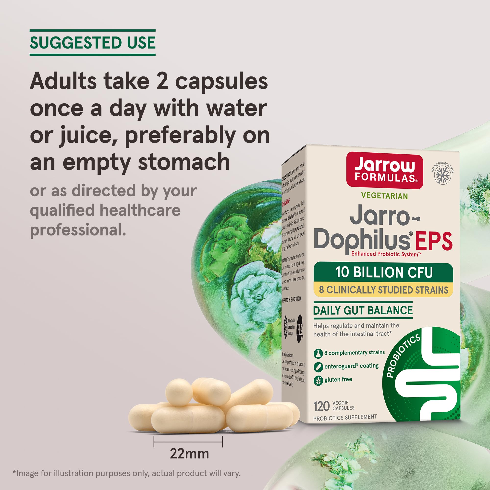 Jarrow Formulas Jarro-Dophilus EPS Probiotic – 10 Billion CFU, 120 Veggie Capsules for Gut Health (Women & Men)