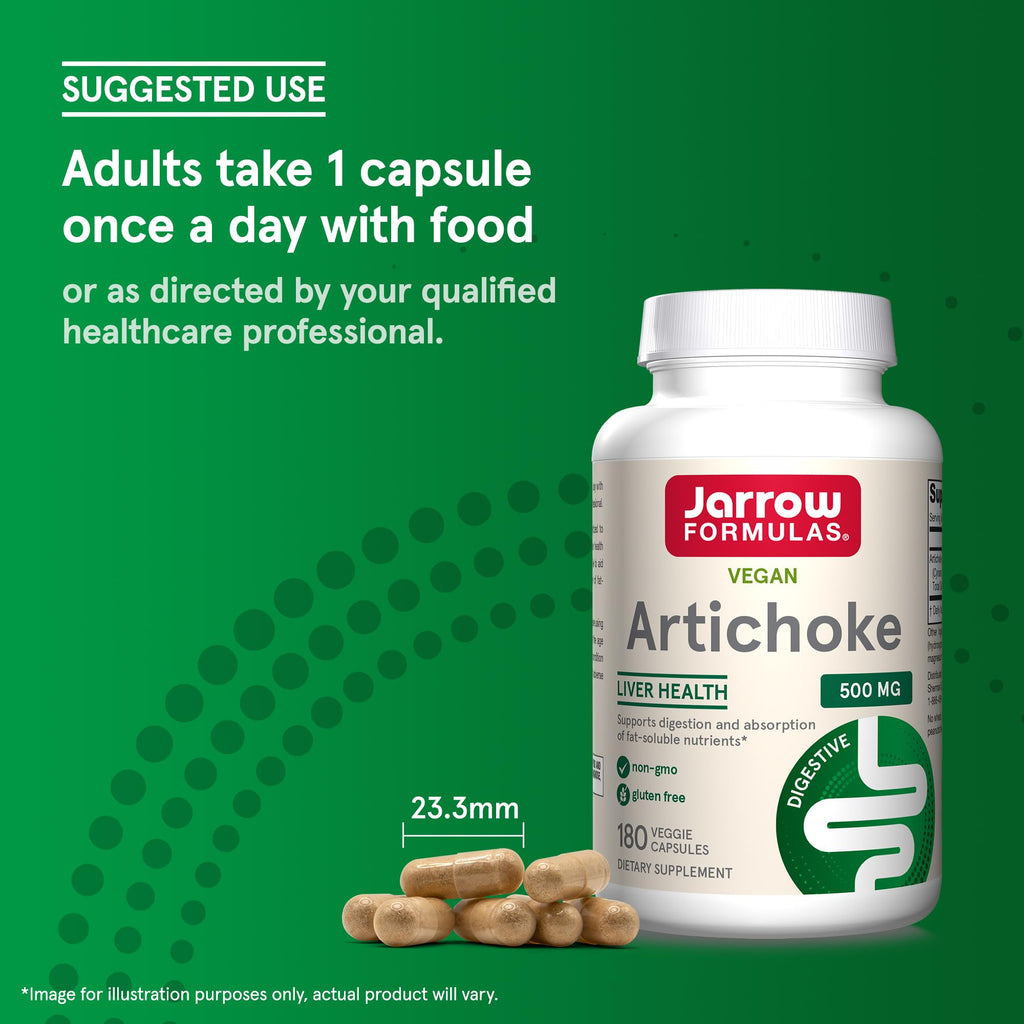 Jarrow Formulas Artichoke 500 mg Veggie Capsules – Liver Health & Digestion Support | Pack of 12