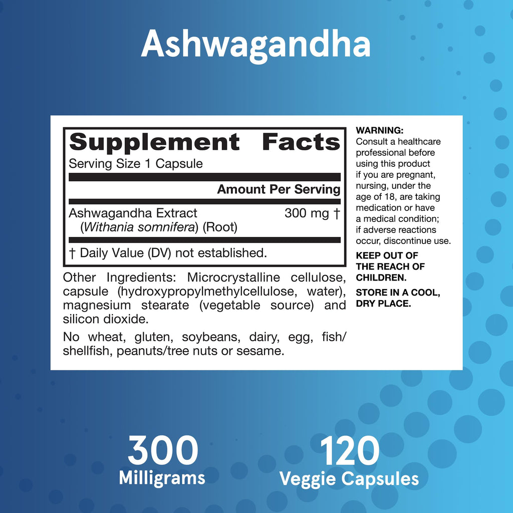 Jarrow Formulas Ashwagandha 300 mg – 120 Veggie Capsules | Supports Endurance, Recovery & Cognitive Health | 60 Servings (Pack of 12)