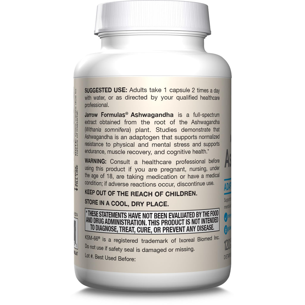 Jarrow Formulas Ashwagandha 300 mg – 120 Veggie Capsules | Supports Endurance, Recovery & Cognitive Health | 60 Servings (Pack of 12)