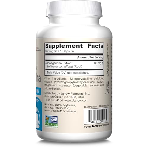 Jarrow Formulas Ashwagandha 300 mg – 120 Veggie Capsules | Supports Endurance, Recovery & Cognitive Health | 60 Servings (Pack of 12)