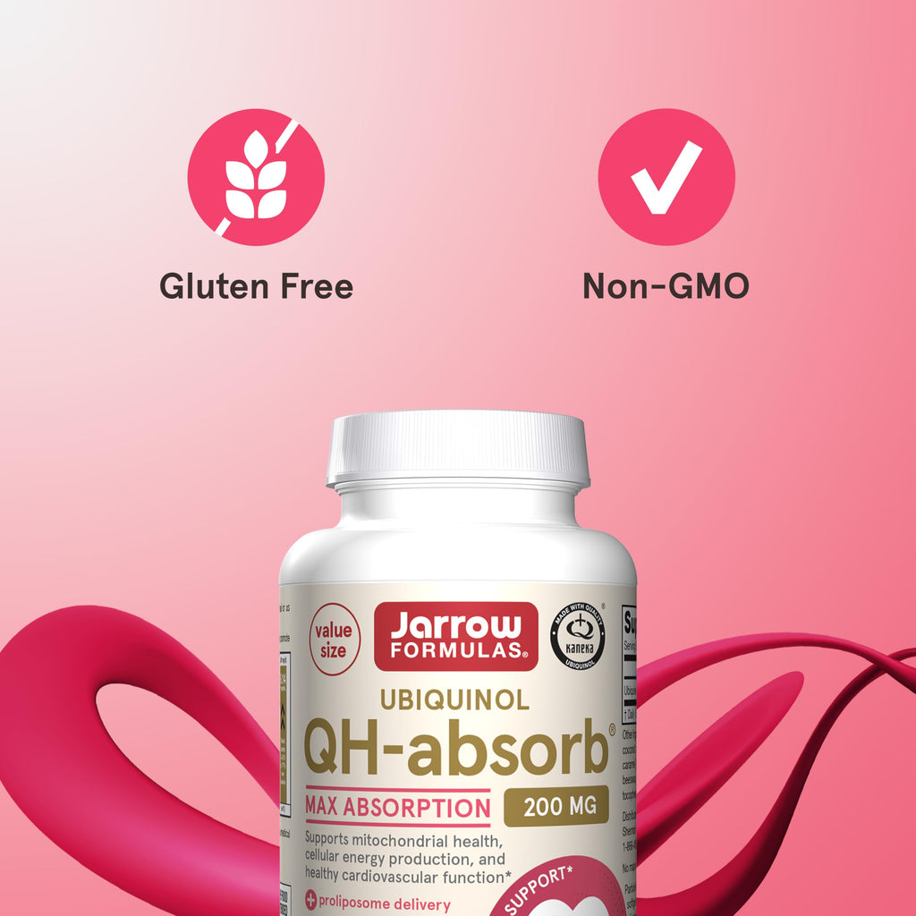 Jarrow Formulas CoQ10 200mg Softgels – Ubiquinol CoQ10 for Cardiovascular Support | 90 Softgels