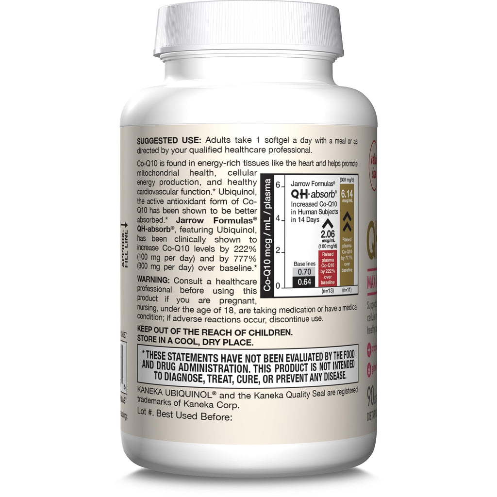 Jarrow Formulas CoQ10 200mg Softgels – Ubiquinol CoQ10 for Cardiovascular Support | 90 Softgels