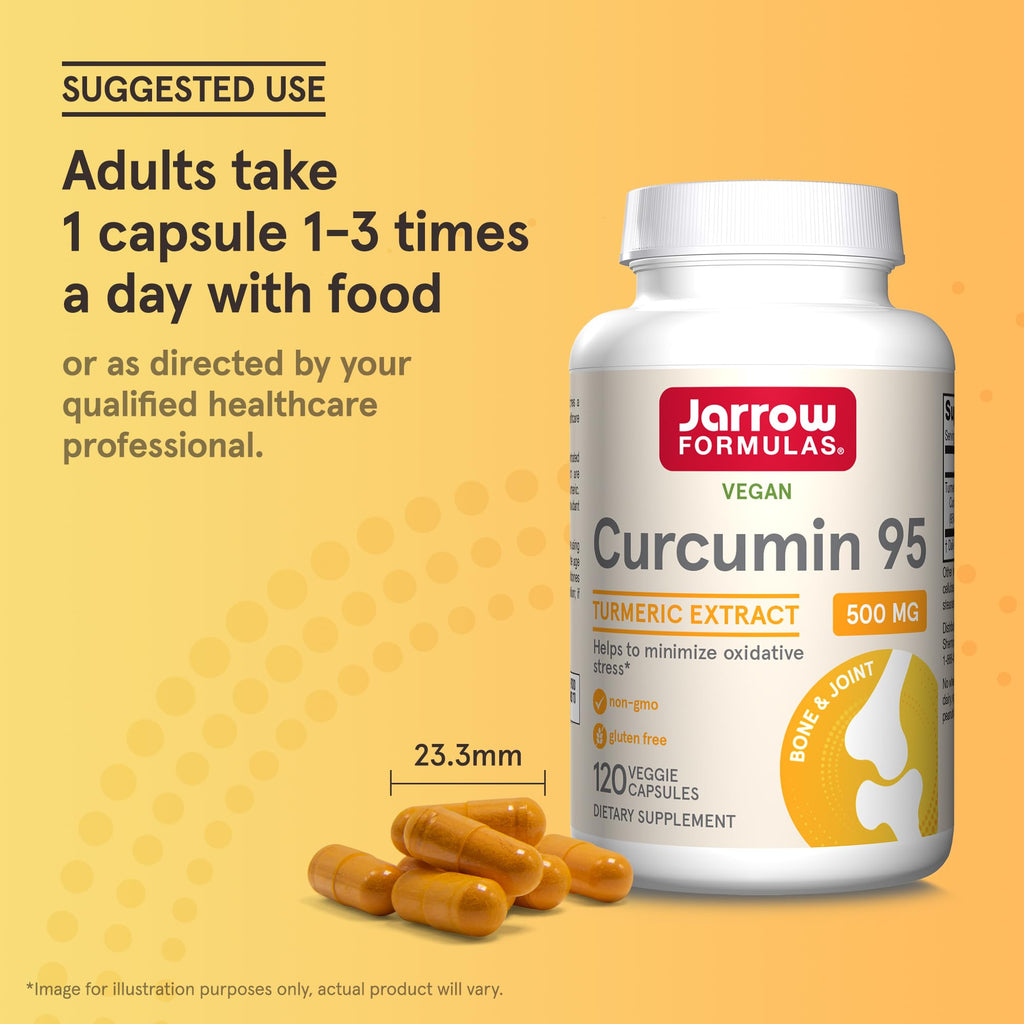 Jarrow Formulas Curcumin 95 500 mg – Turmeric Curcumin Extract for Antioxidant Support, 120 Veggie Capsules (Pack of 12)