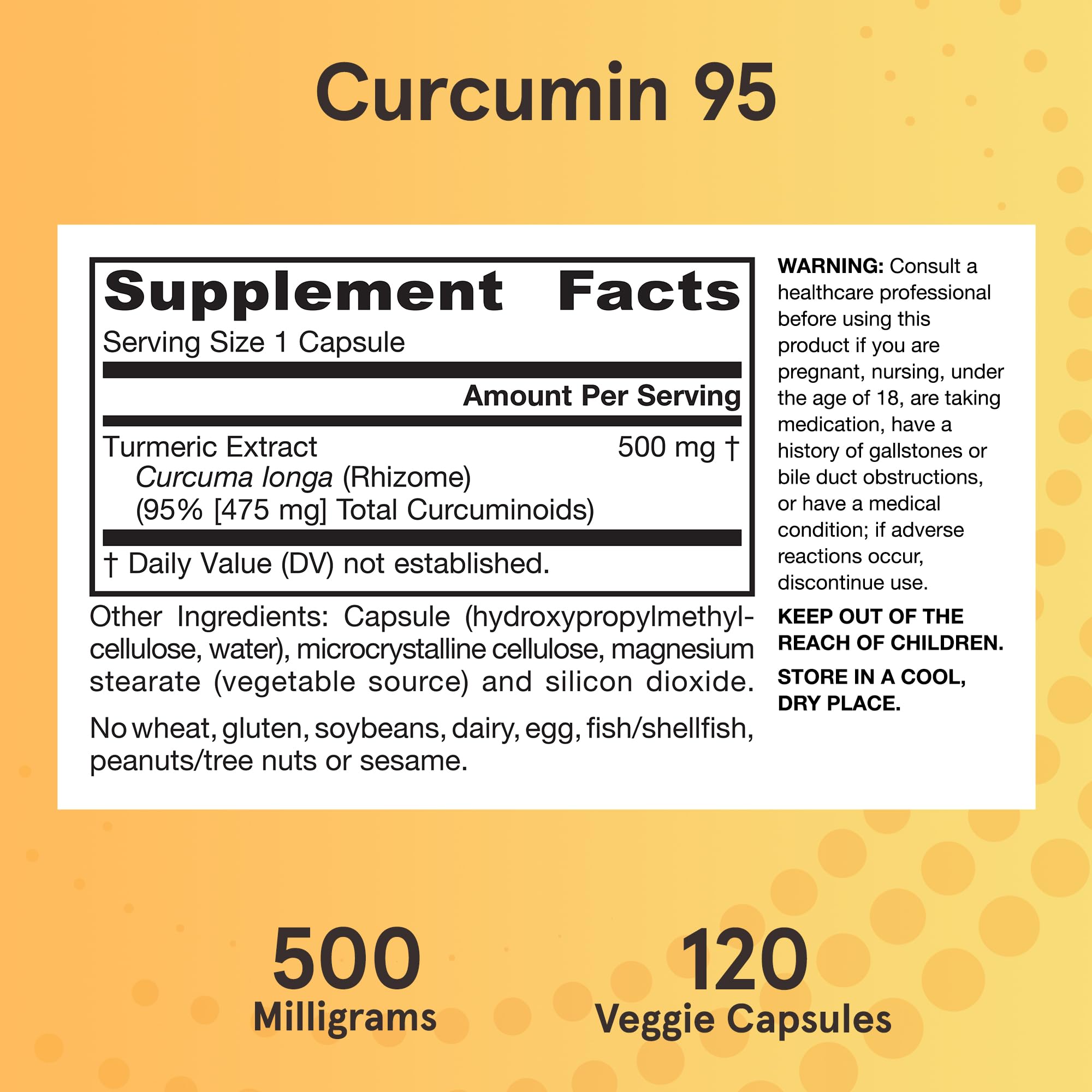 Jarrow Formulas Curcumin 95 500 mg – Turmeric Curcumin Extract for Antioxidant Support, 120 Veggie Capsules (Pack of 12)