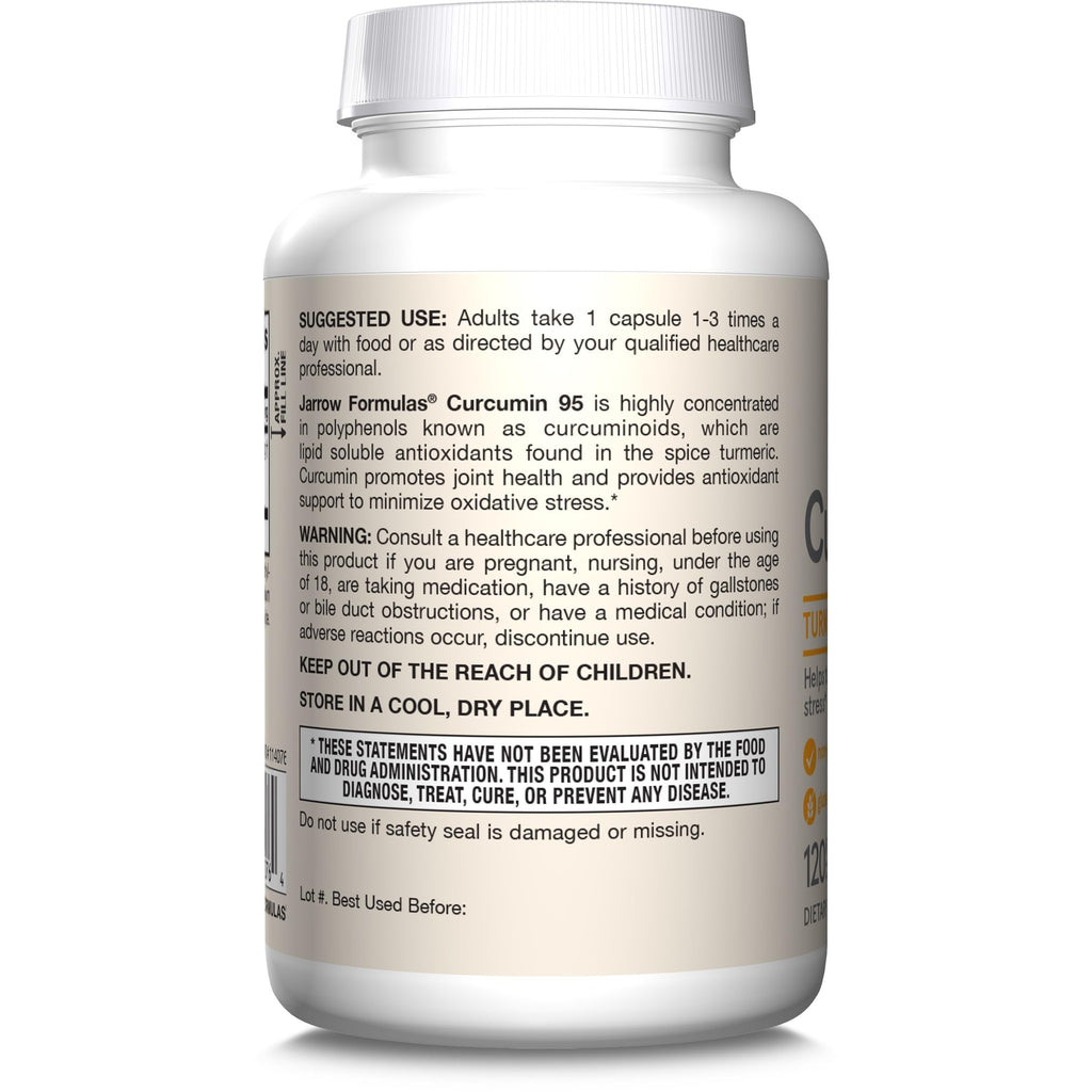 Jarrow Formulas Curcumin 95 500 mg – Turmeric Curcumin Extract for Antioxidant Support, 120 Veggie Capsules (Pack of 12)