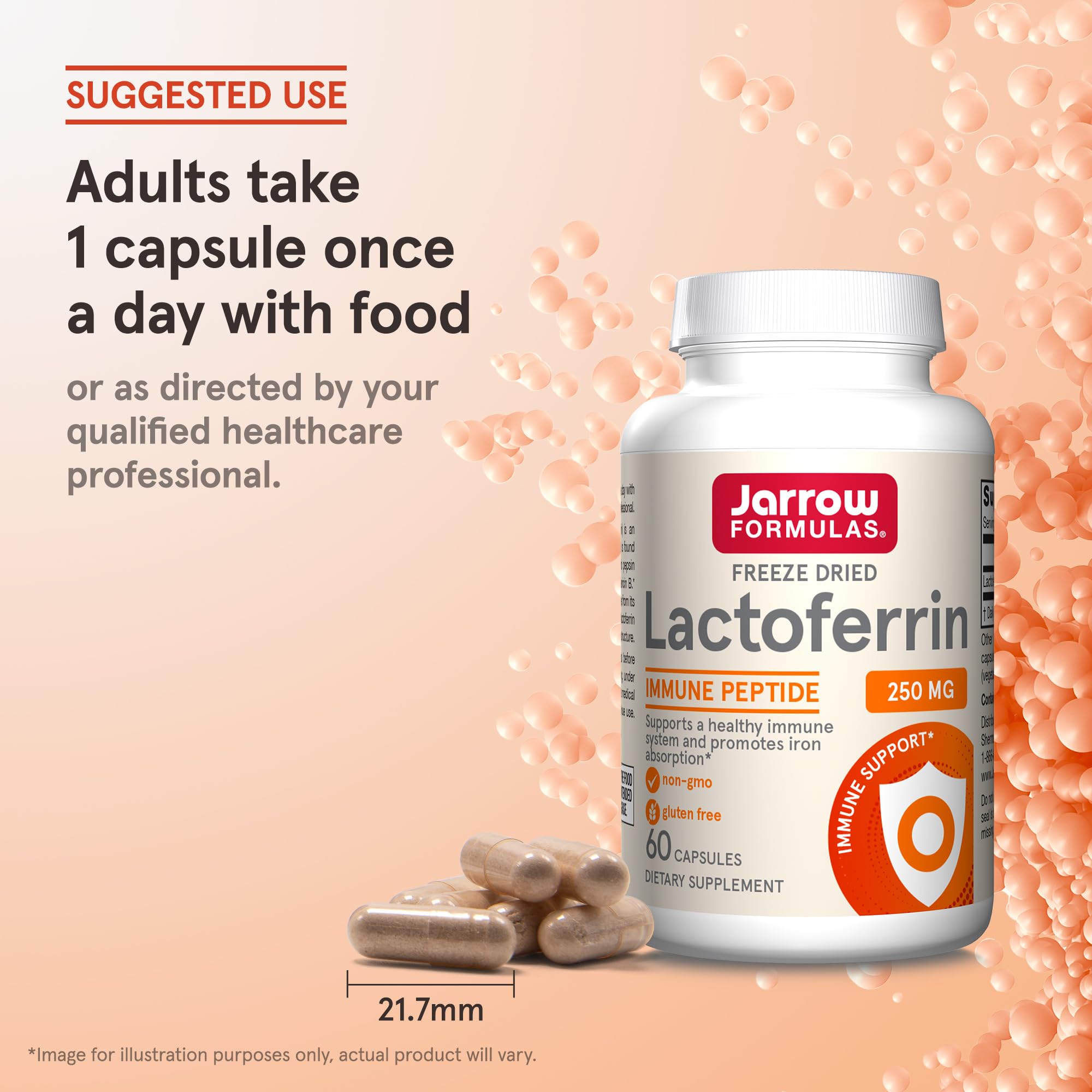 Jarrow Formulas Lactoferrin 250 mg – Immune Support & Iron Absorption (60 Caps) Pack of 12