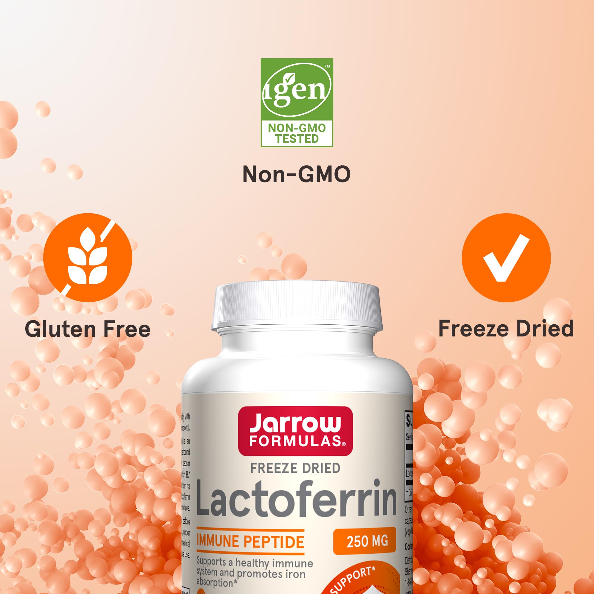 Jarrow Formulas Lactoferrin 250 mg – Immune Support & Iron Absorption (60 Caps) Pack of 12