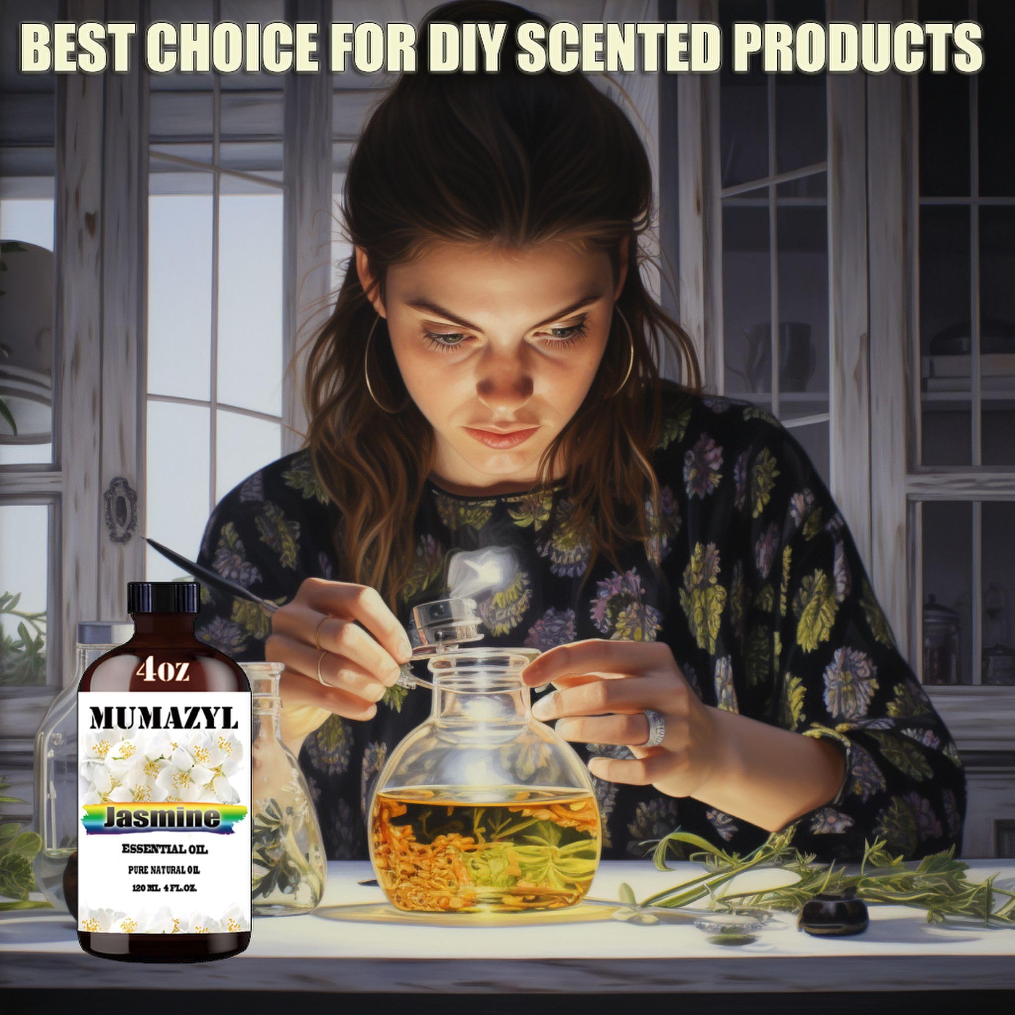 Jasmine Essential Oil - 4 Fl Oz (120 ml) for Diffuser, DIY Crafts & Gifts