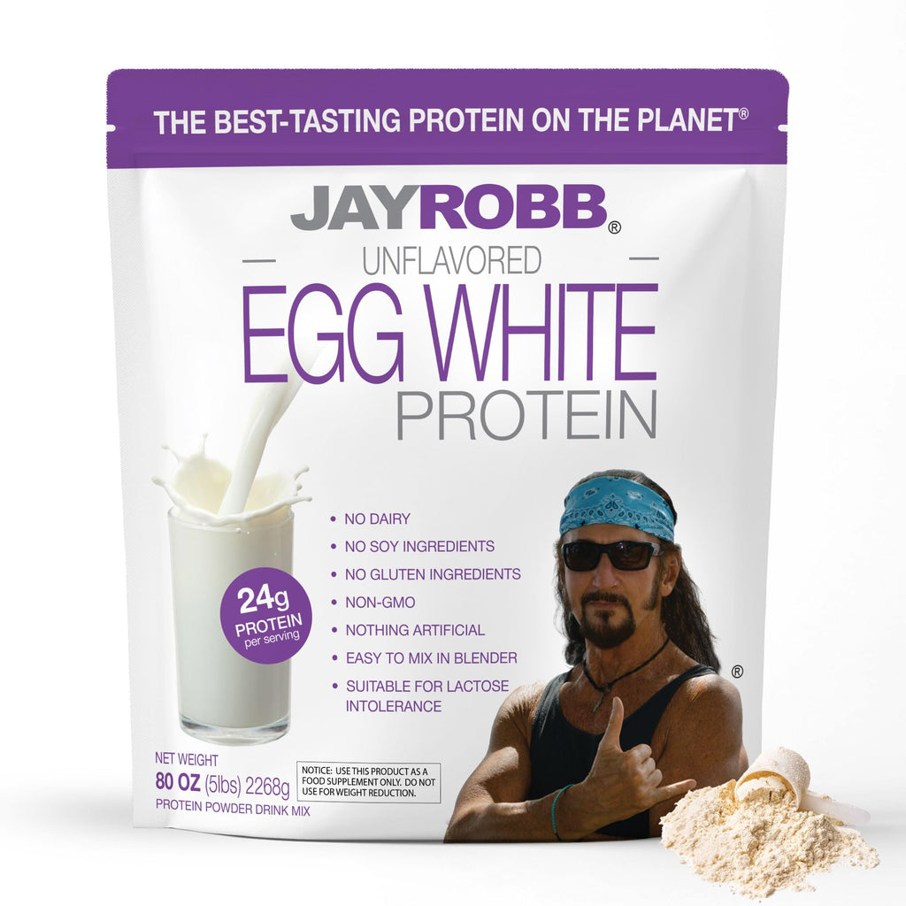 JAYROBB Unflavored Egg White Protein — 80 oz / 5 lb Bag | 24g Protein per Serving