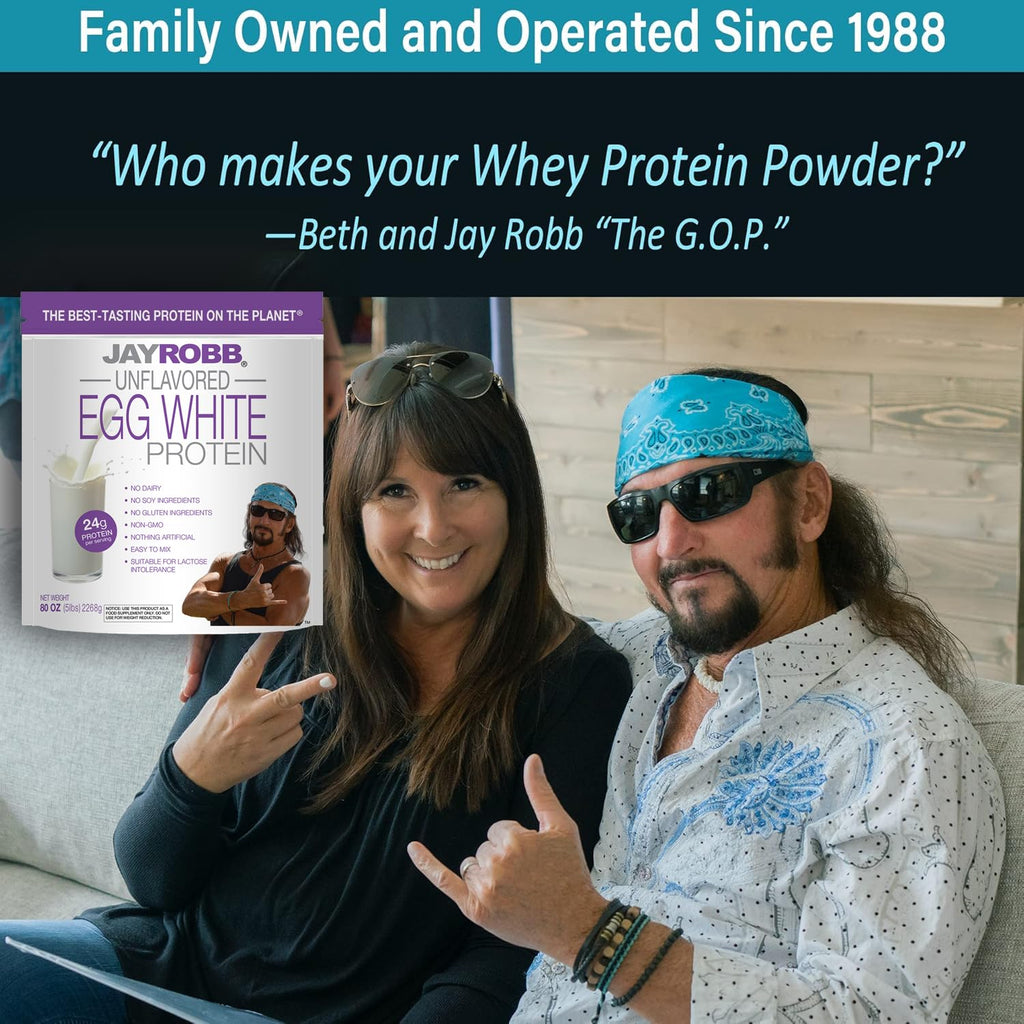 JAYROBB Unflavored Egg White Protein — 80 oz / 5 lb Bag | 24g Protein per Serving