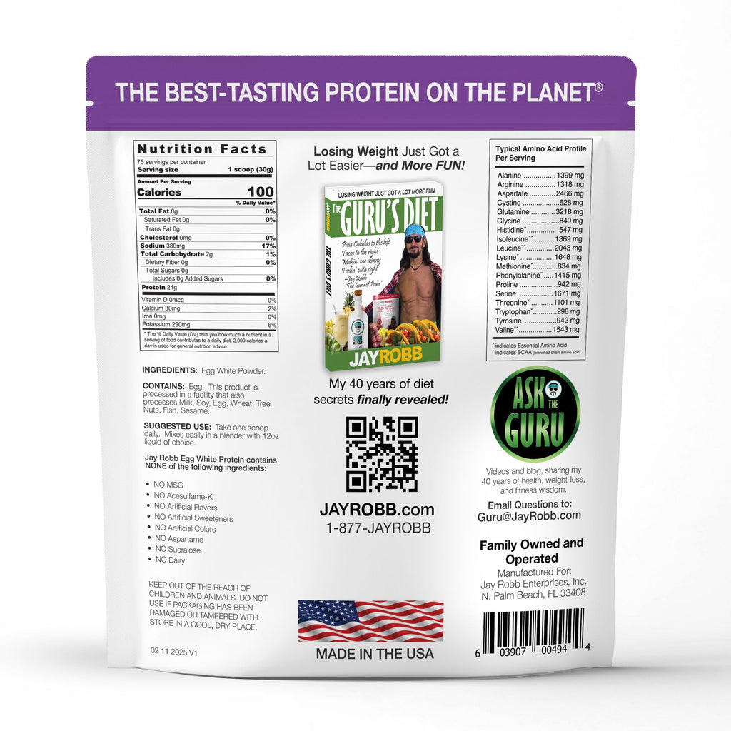 JAYROBB Unflavored Egg White Protein — 80 oz / 5 lb Bag | 24g Protein per Serving