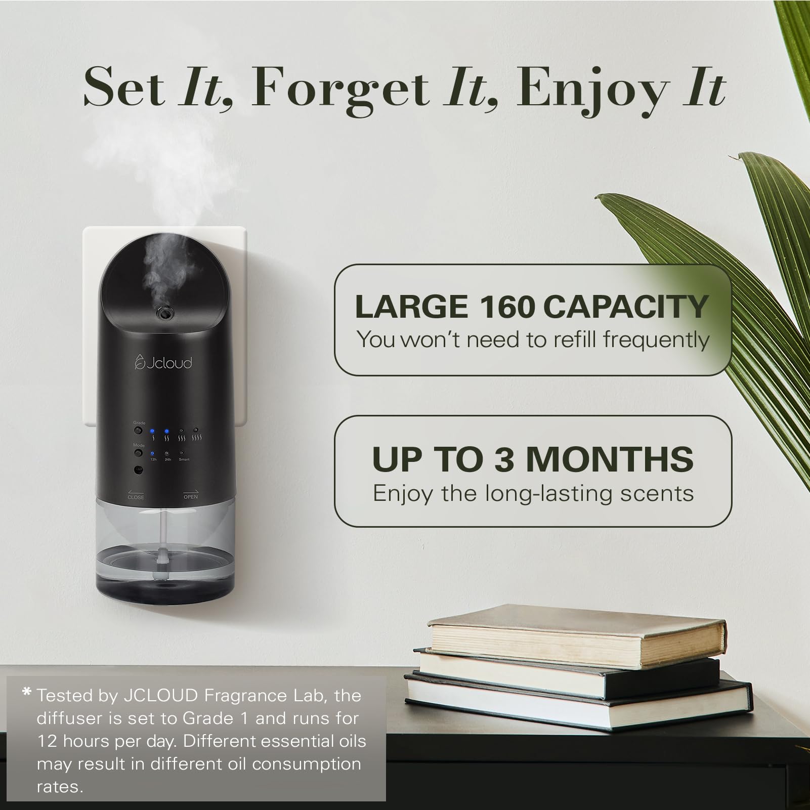 JCLOUD 2025 Plug-in Diffuser – Waterless Scent for 500 sq ft (Black)