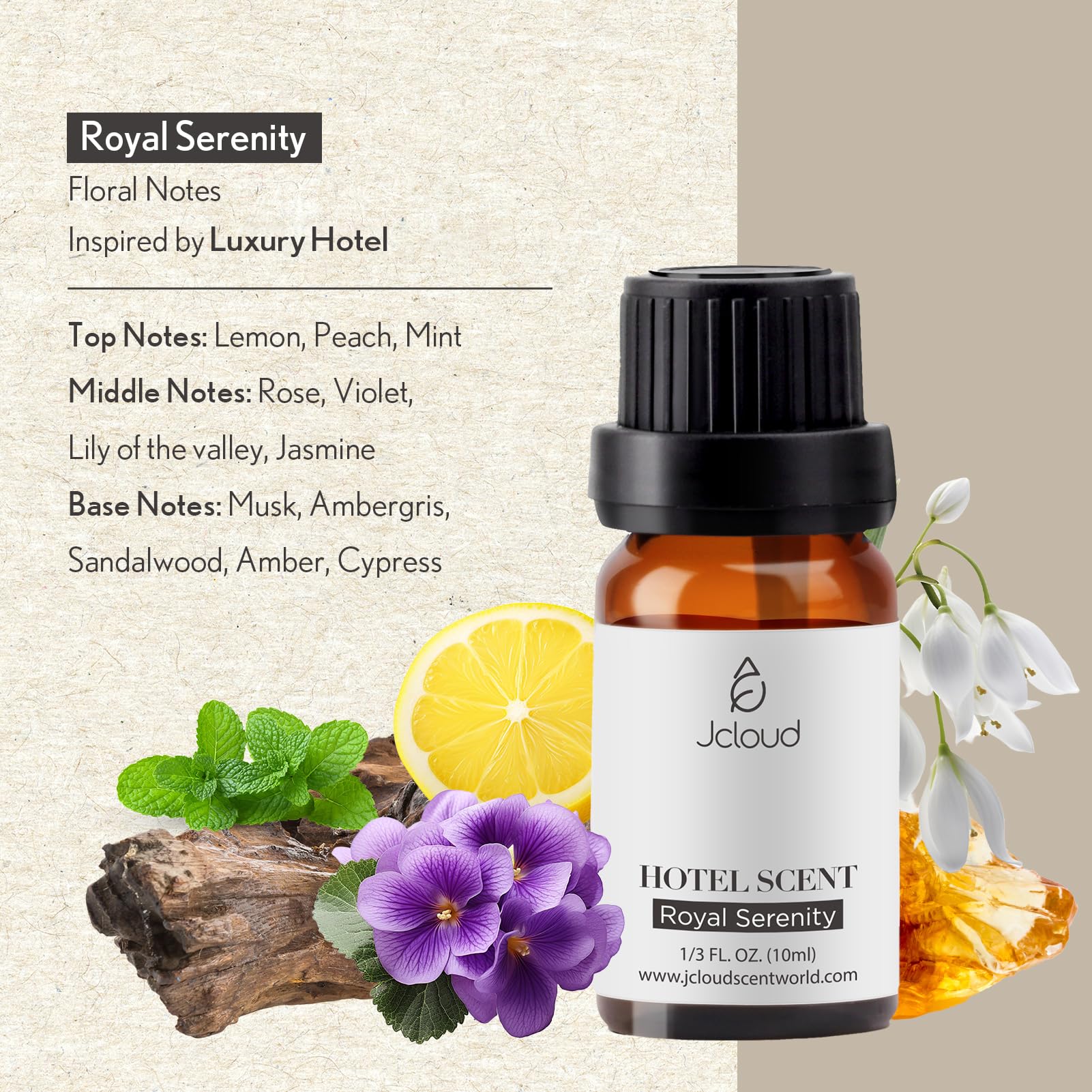 JCLOUD Royal Serenity Essential Oil – Luxury Hotel Scent Diffuser Oil (10mL)