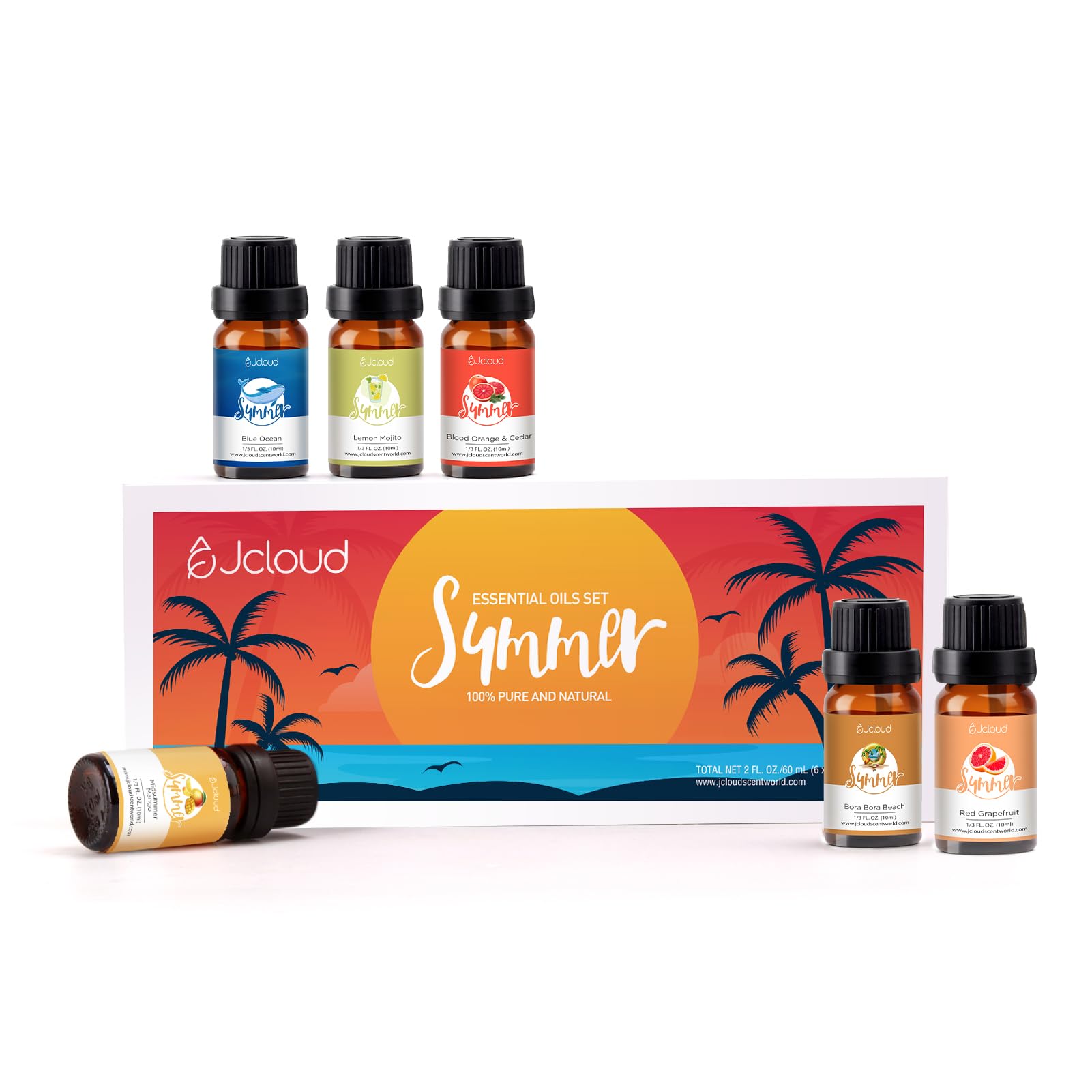 JCLOUD Summer Fragrance Oils Set – 6x10mL Diffuser Oils Gift Set