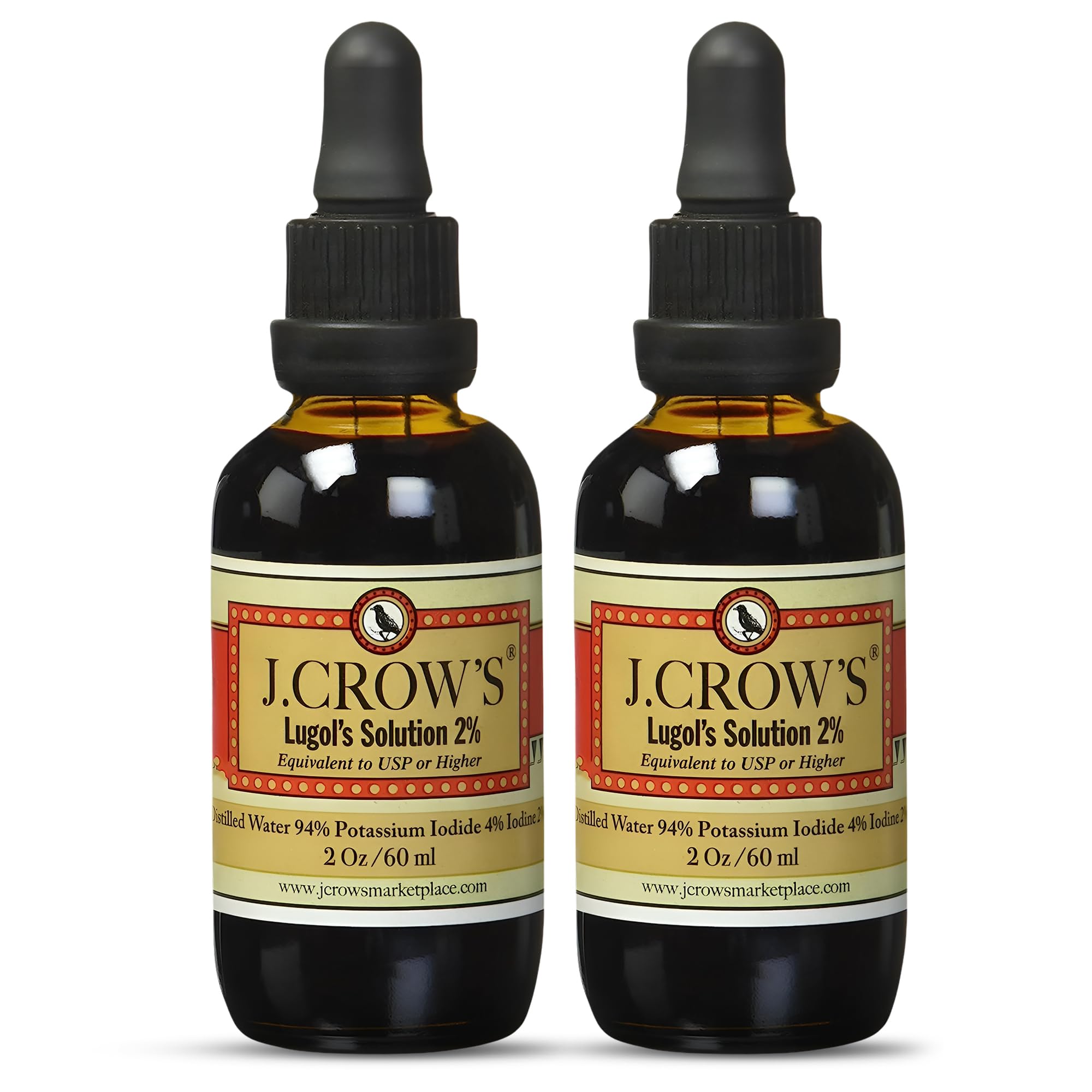 J.CROW'S Lugol's Iodine 2% – 2 oz (2 Bottles) | Premium Iodine & Potassium Iodide