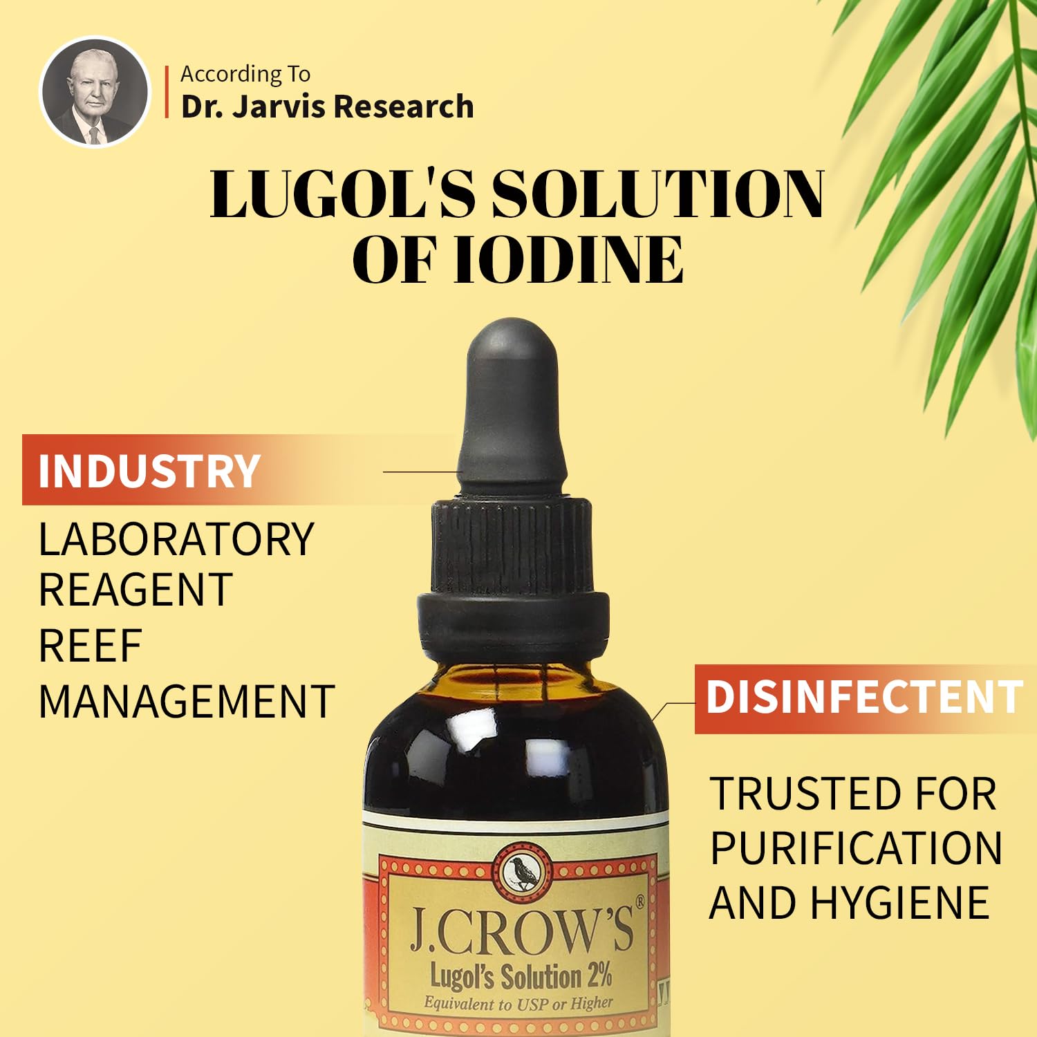 J.CROW'S Lugol's 2% Iodine Solution – 2 oz Bottle (6-Pack) – Gluten-Free, Alcohol-Free, No Expiration