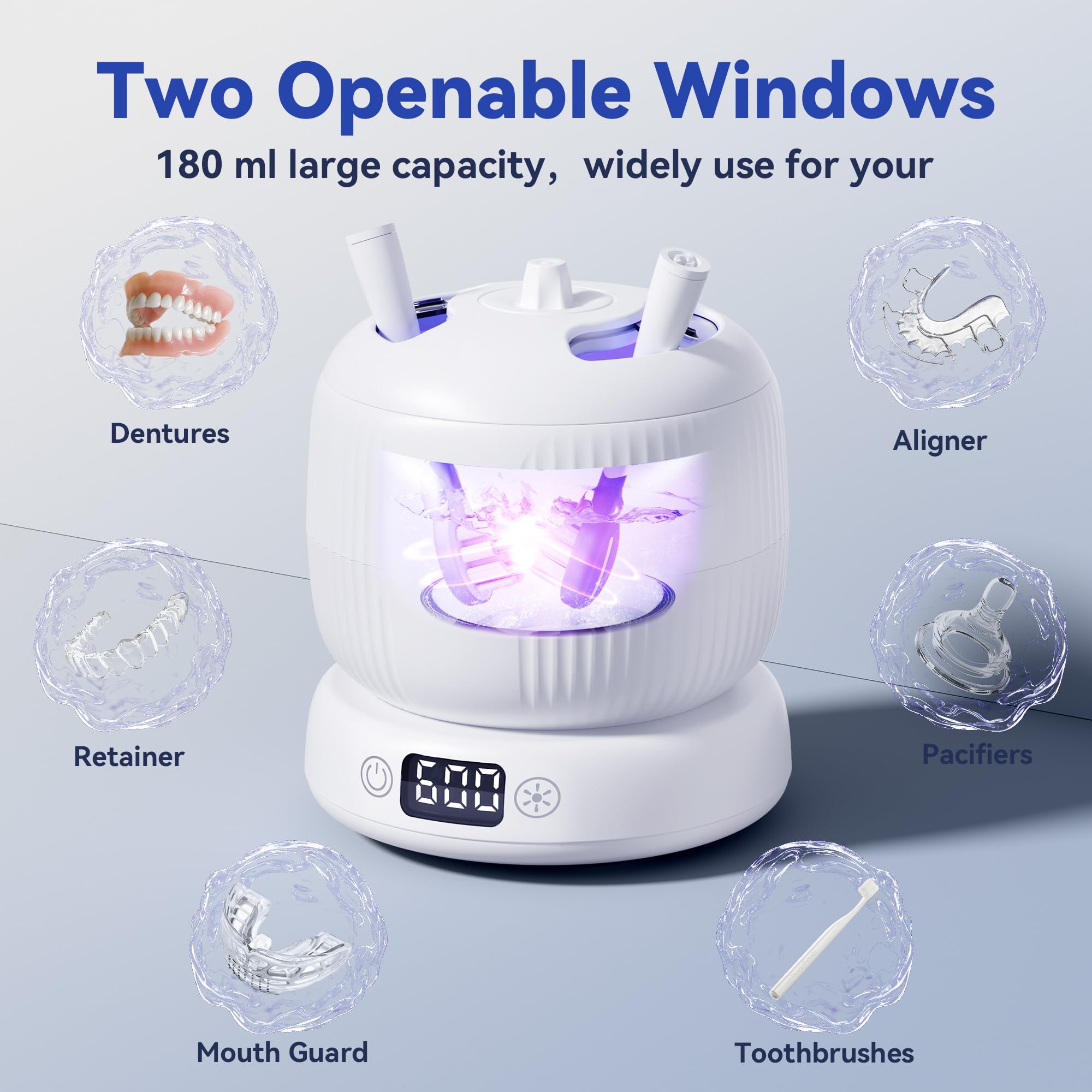 2025 JEDIA Ultrasonic Retainer Cleaner – 45kHz, 180ml, 4 Modes