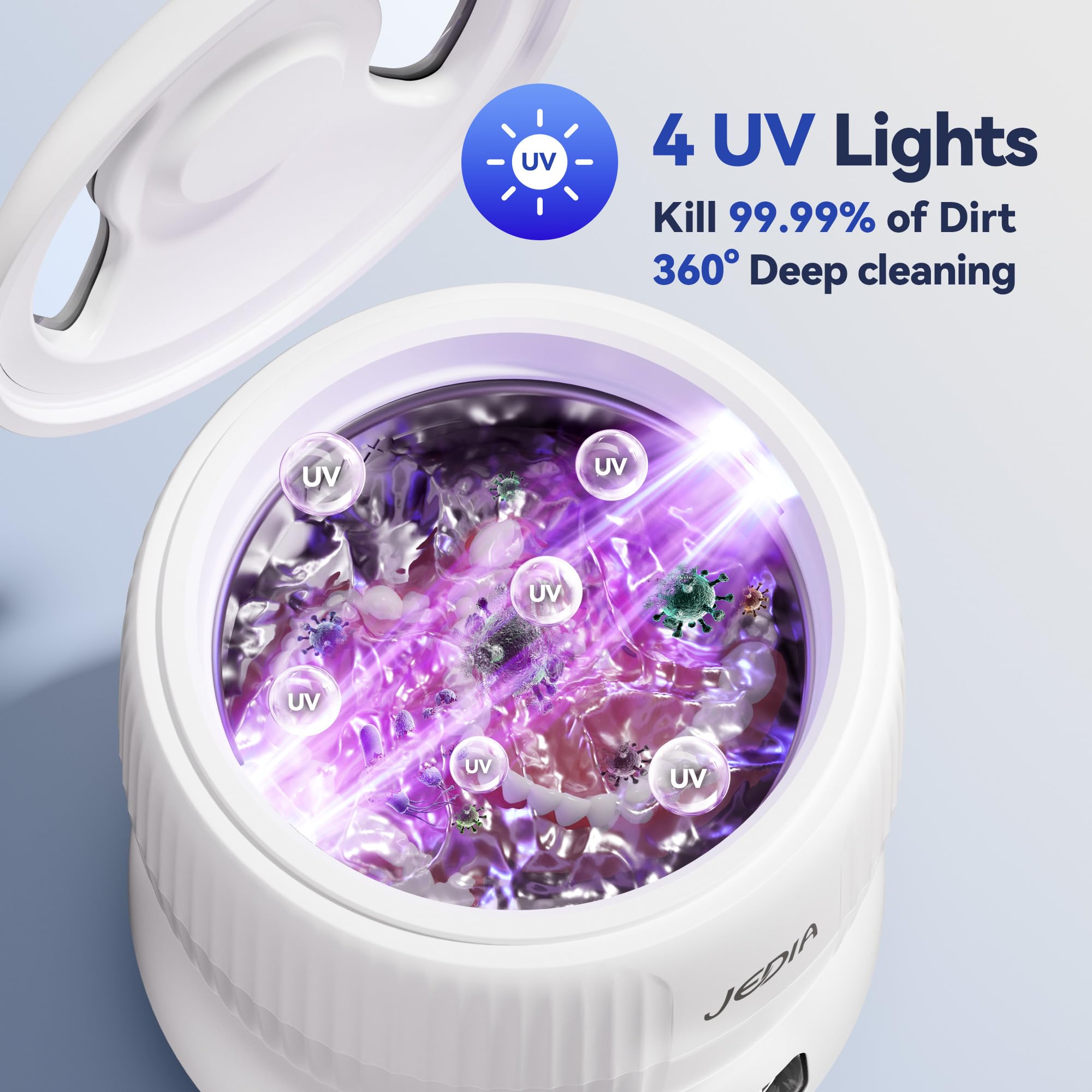 2025 JEDIA Ultrasonic Retainer Cleaner – 4 Modes, 45kHz, 180ml