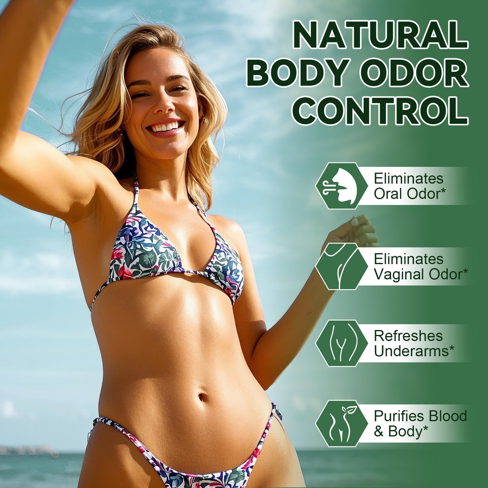 Chlorophyll Body Deodorizing Supplement – 120 Caps, Parsley & Peppermint