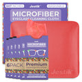 Jestik Microfiber Cleaning Cloths – 6-Pack Lens & Screen Wipes (Black/Crimson)