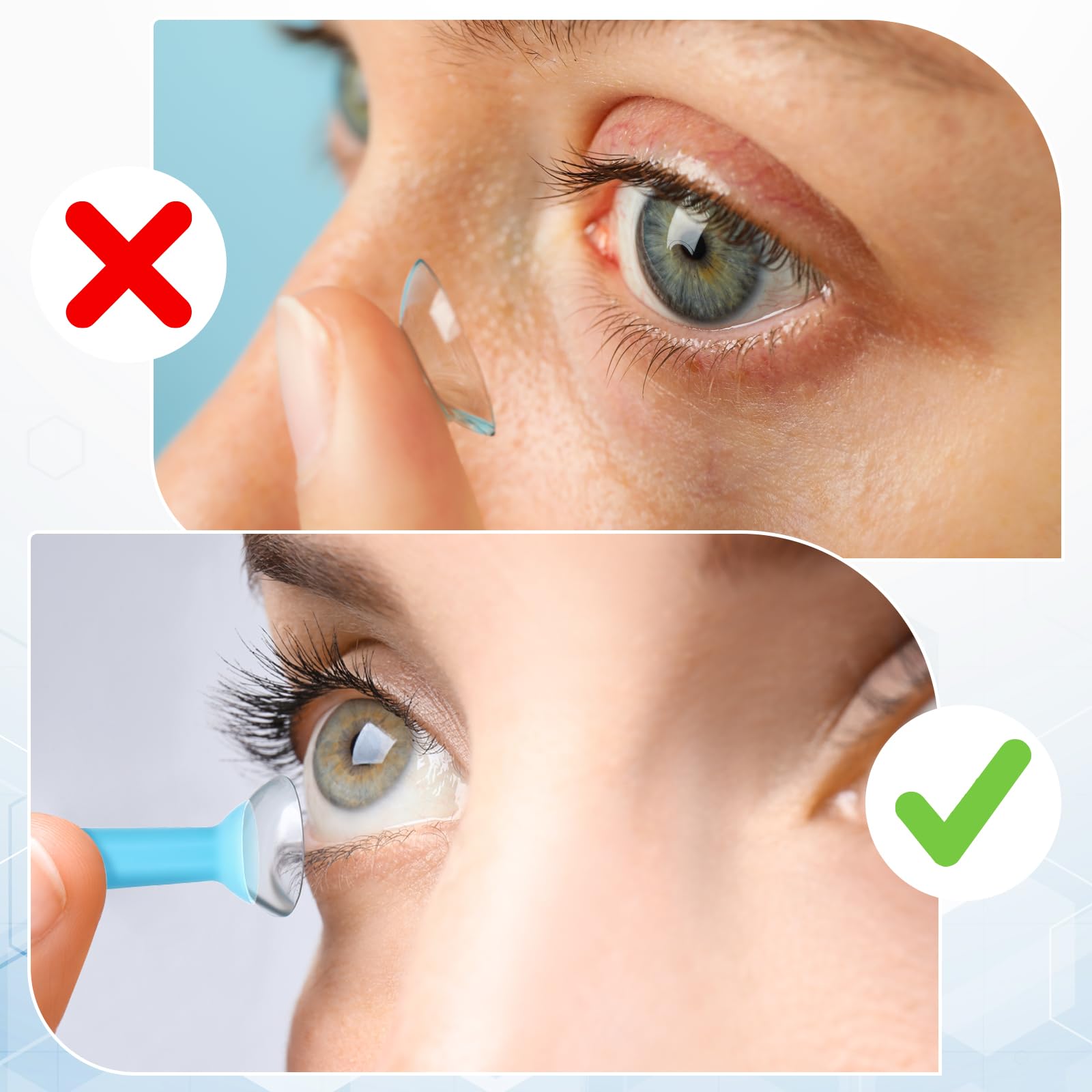 JIEYAO 6Pcs Contact Lens Remover Tool – Silicone Eye Suction Cup for RGP Scleral Lenses