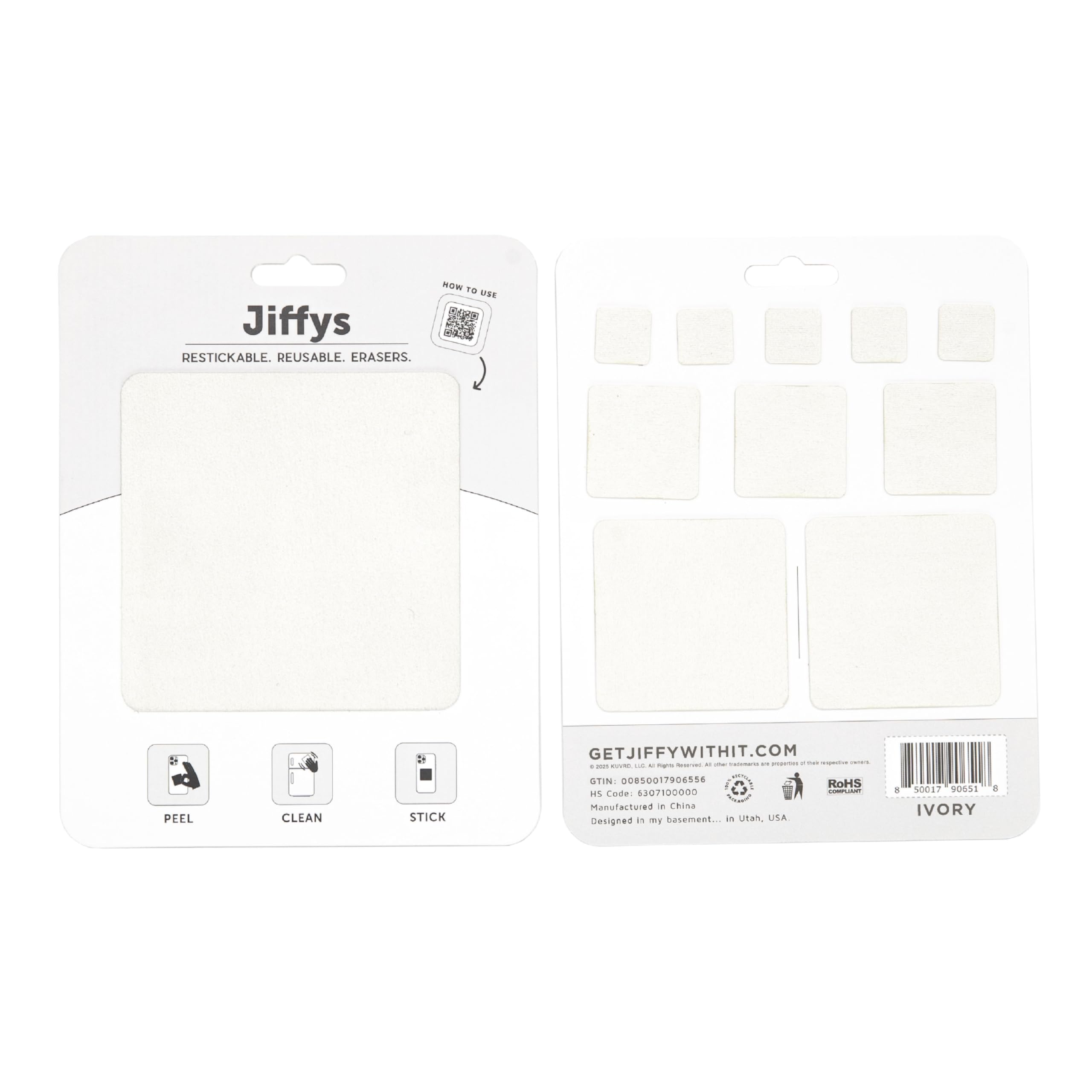 Jiffys Restickable Cleaning Pads – Reusable & Washable Multi-Surface Cleaner for Home & Kitchen, Ivory