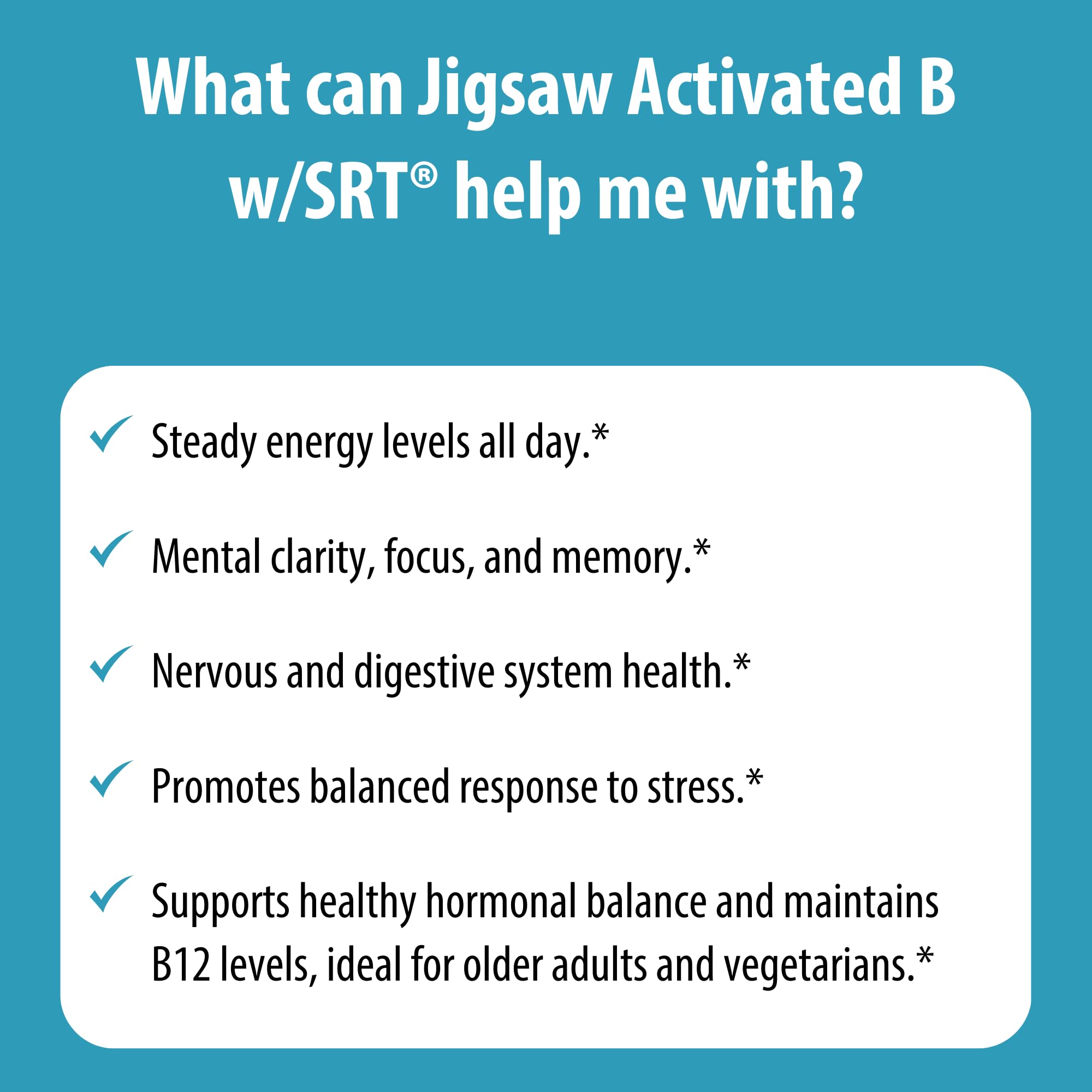 Jigsaw Health Activated B w/SRT | Supports Nervous System & Energy | 120 Tablets