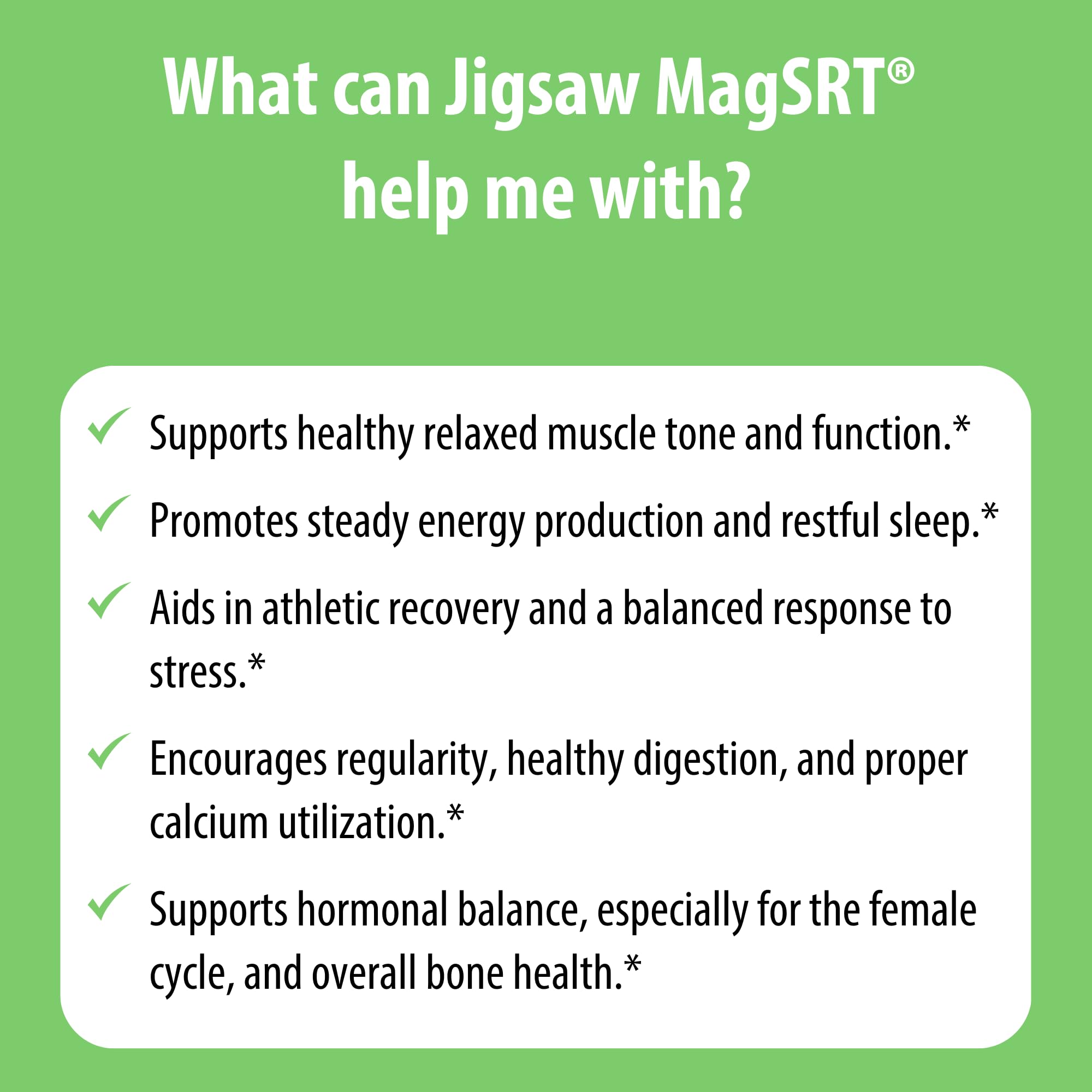 Jigsaw Health MagSRT Magnesium Supplement – Vitamin B6, Folate & B12 | 120 Tablets | 30 Servings