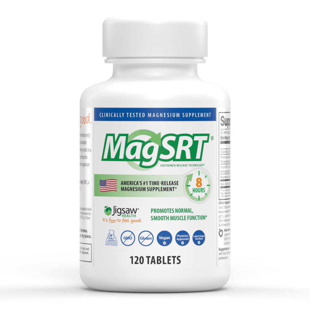 Jigsaw Health MagSRT Magnesium Supplement – Vitamin B6, Folate & B12 | 120 Tablets | 30 Servings