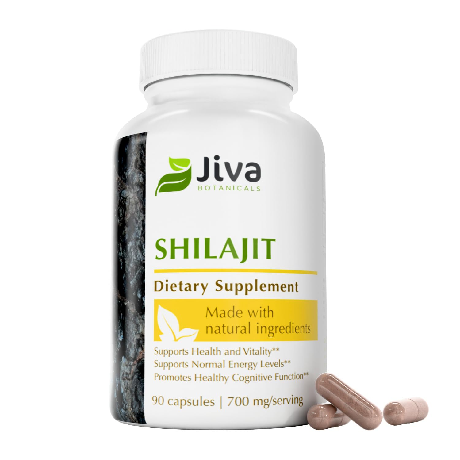 Jiva Botanicals Shilajit Capsules 700 mg – Fulvic Acid, 90 Vegan Caps