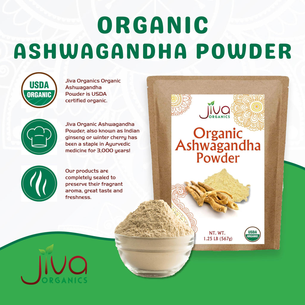 Jiva Organics Ashwagandha Root Powder 20oz – Organic, Raw, Non-GMO, Lab Tested