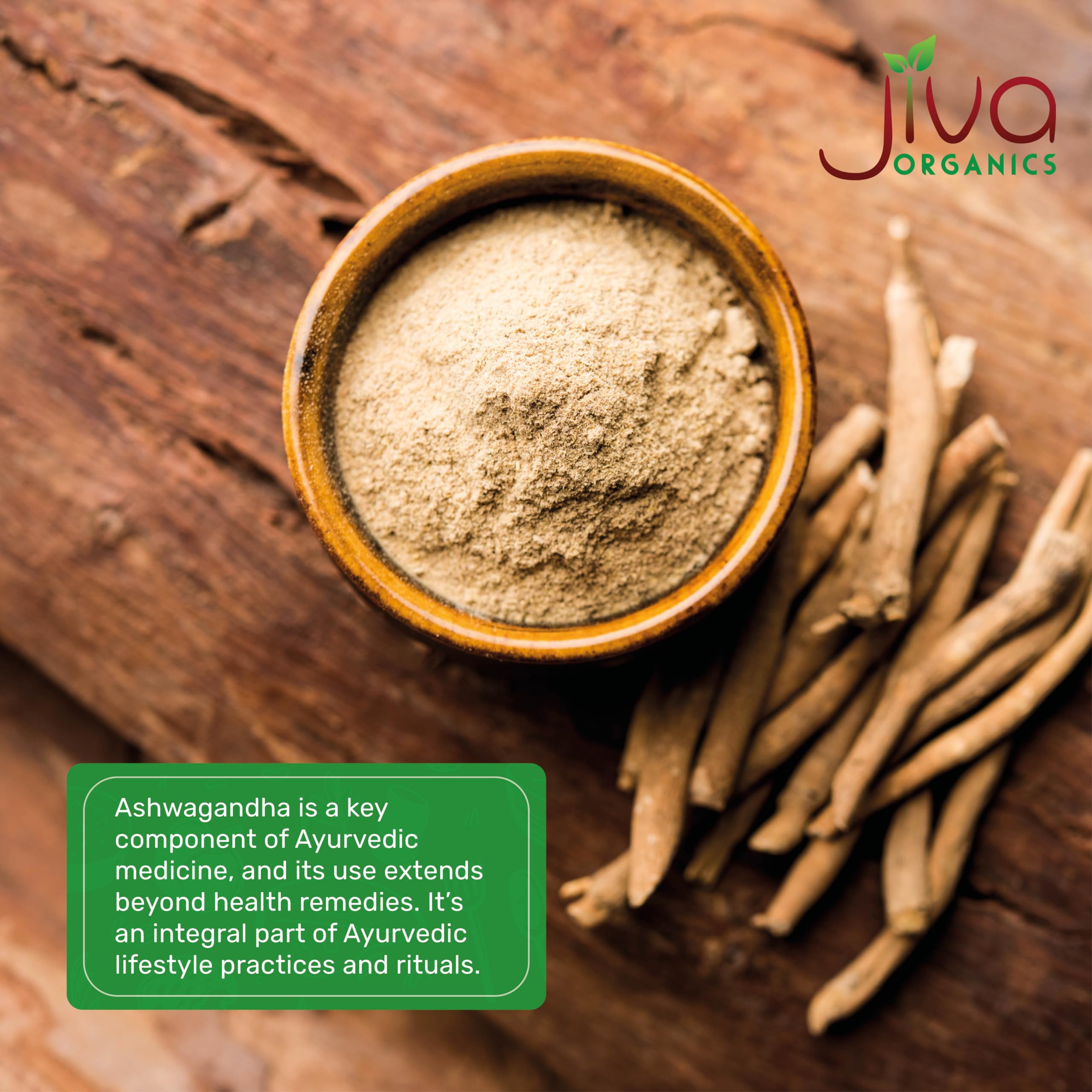 Jiva Organics Ashwagandha Root Powder 20oz – Organic, Raw, Non-GMO, Lab Tested