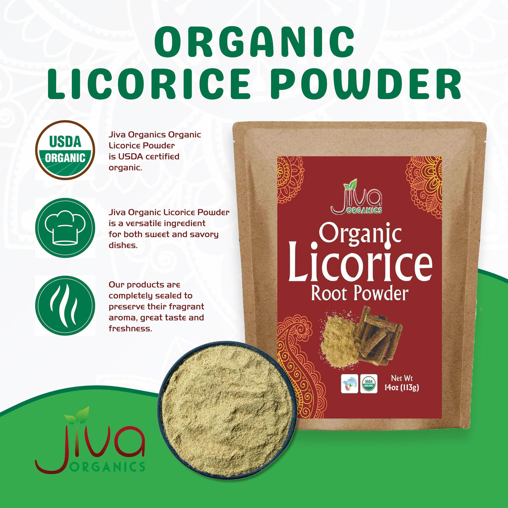 Jiva Organics Licorice Root Powder 14 oz Bulk Bag – Glycyrrhiza glabra, Non-GMO, Organic