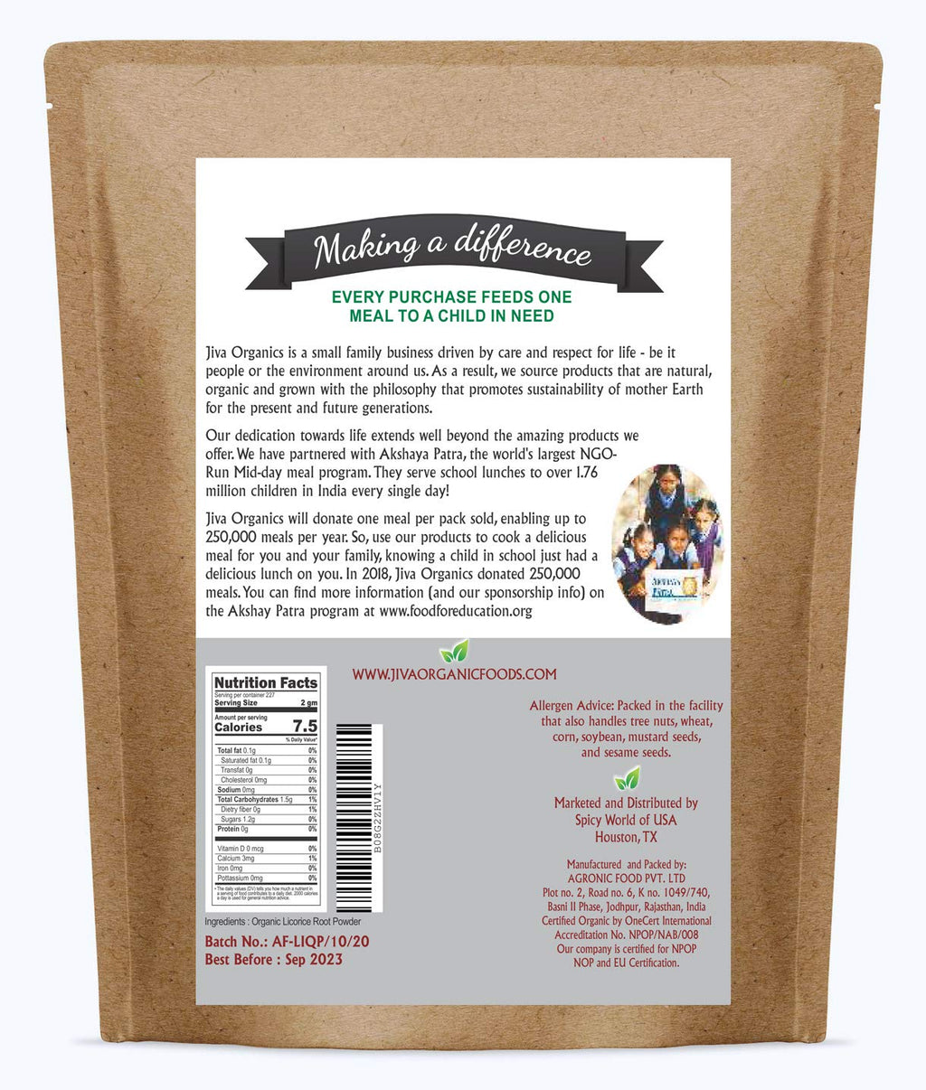 Jiva Organics Licorice Root Powder 14 oz Bulk Bag – Glycyrrhiza glabra, Non-GMO, Organic