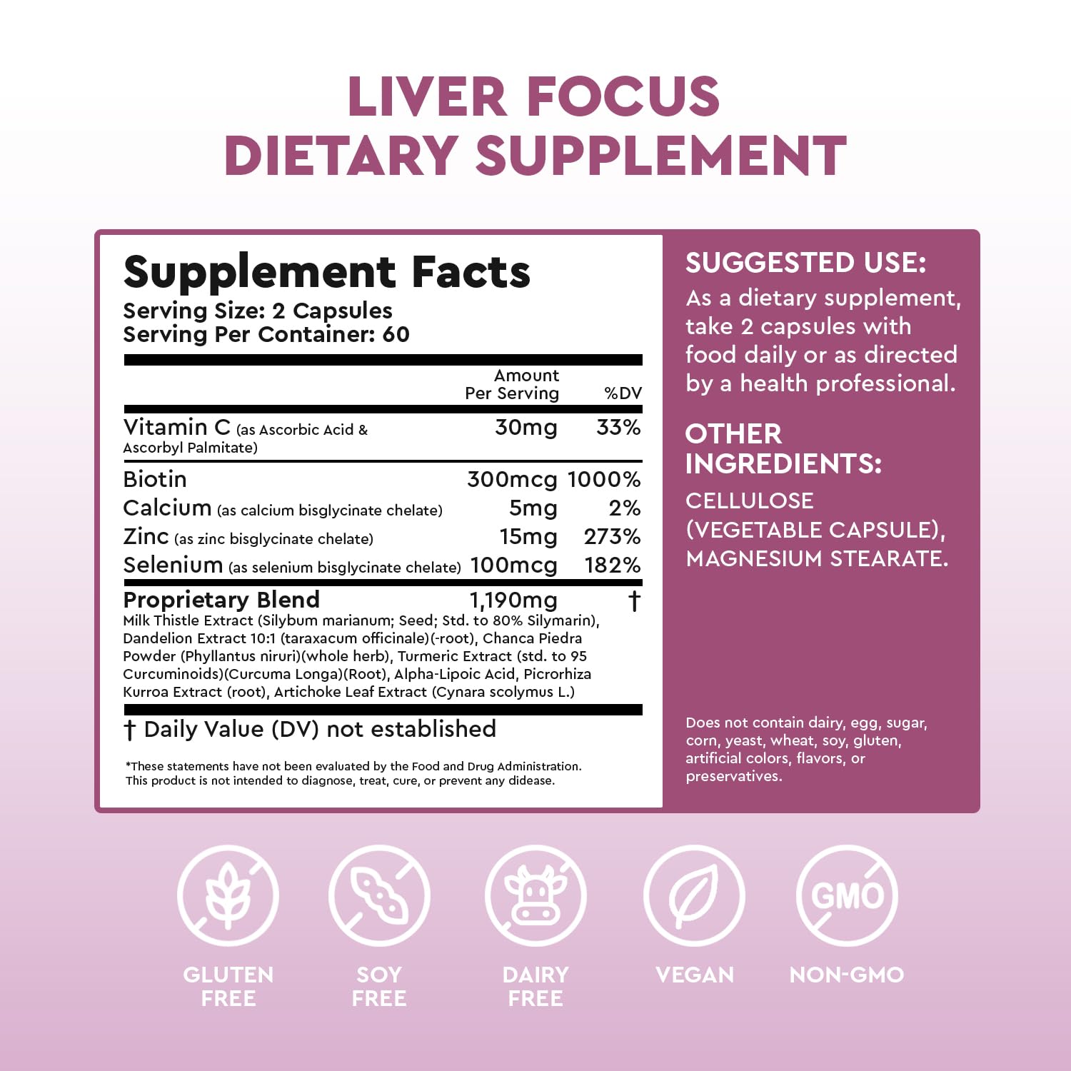 JJ Smith Liver Focus – Milk Thistle, Alpha Lipoic Acid, Turmeric, Dandelion Root & Artichoke for Liver Health, Metabolism, Digestion & Skin