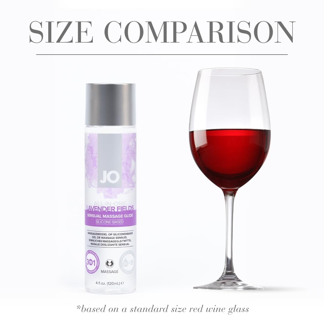 JO Lavender Silicone Massage Oil – Fragrance Free Long Lasting Personal Lube & Massage Glide – 4 fl oz