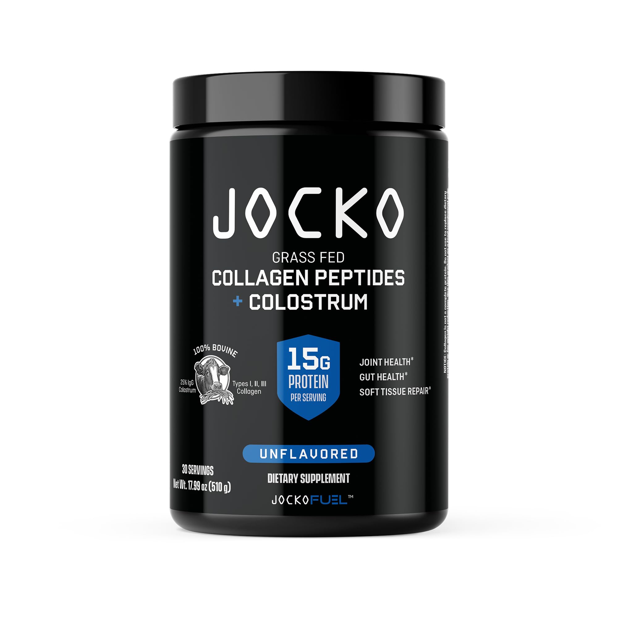 Jocko Fuel Collagen Powder with Colostrum – 15g Collagen + 2g Colostrum | Gut, Joint & Immune Support (30 Servings)