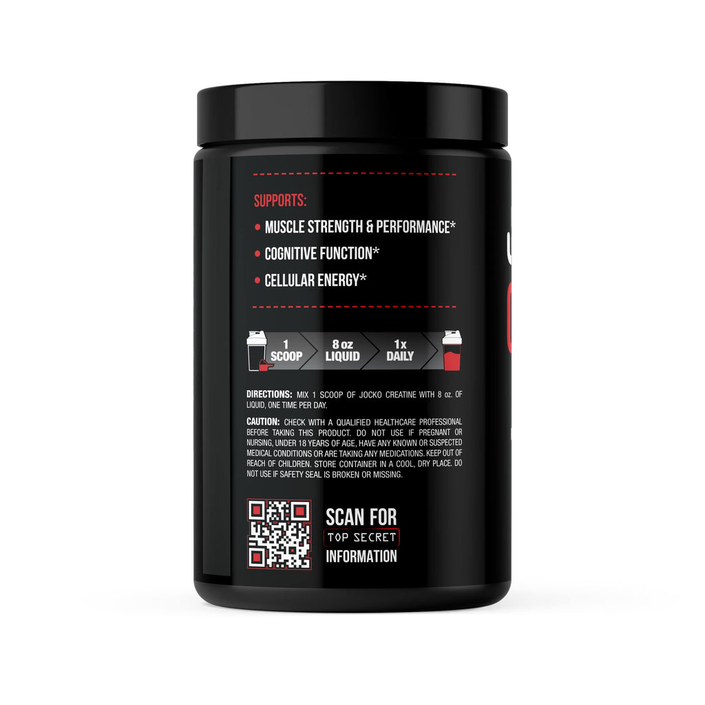 Jocko Fuel Creatine Monohydrate Powder – 90 Servings, 16 oz Jar, Unflavored