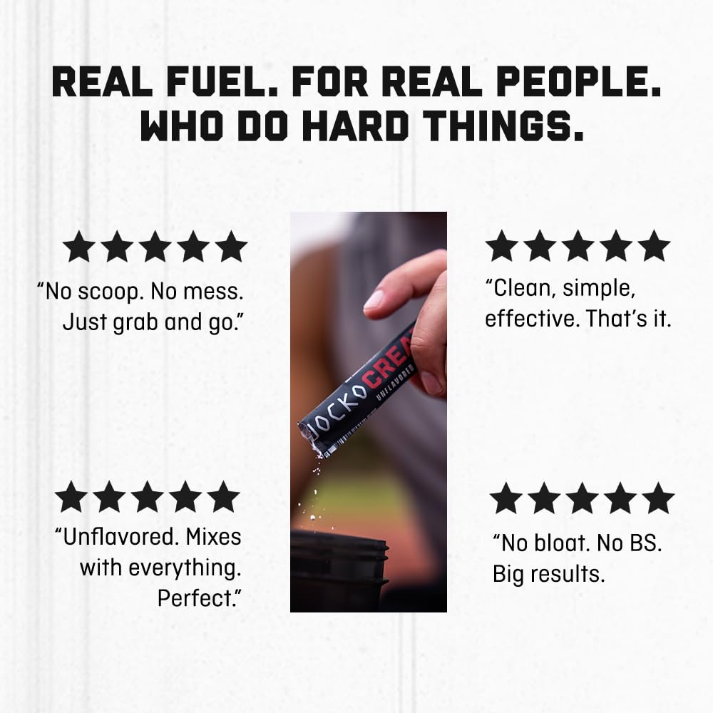 Jocko Fuel Creatine Stick Packs – Travel-Size Creatine Monohydrate, 30 Servings, Unflavored