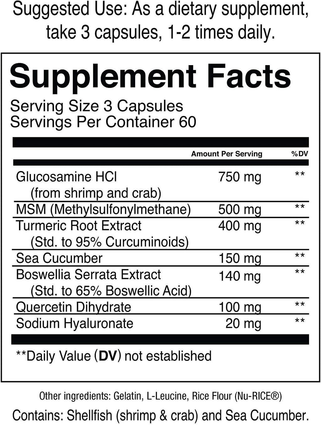 Jocko Fuel Joint Support Supplement - Glucosamine MSM, Turmeric & Boswellia, 180 Capsules