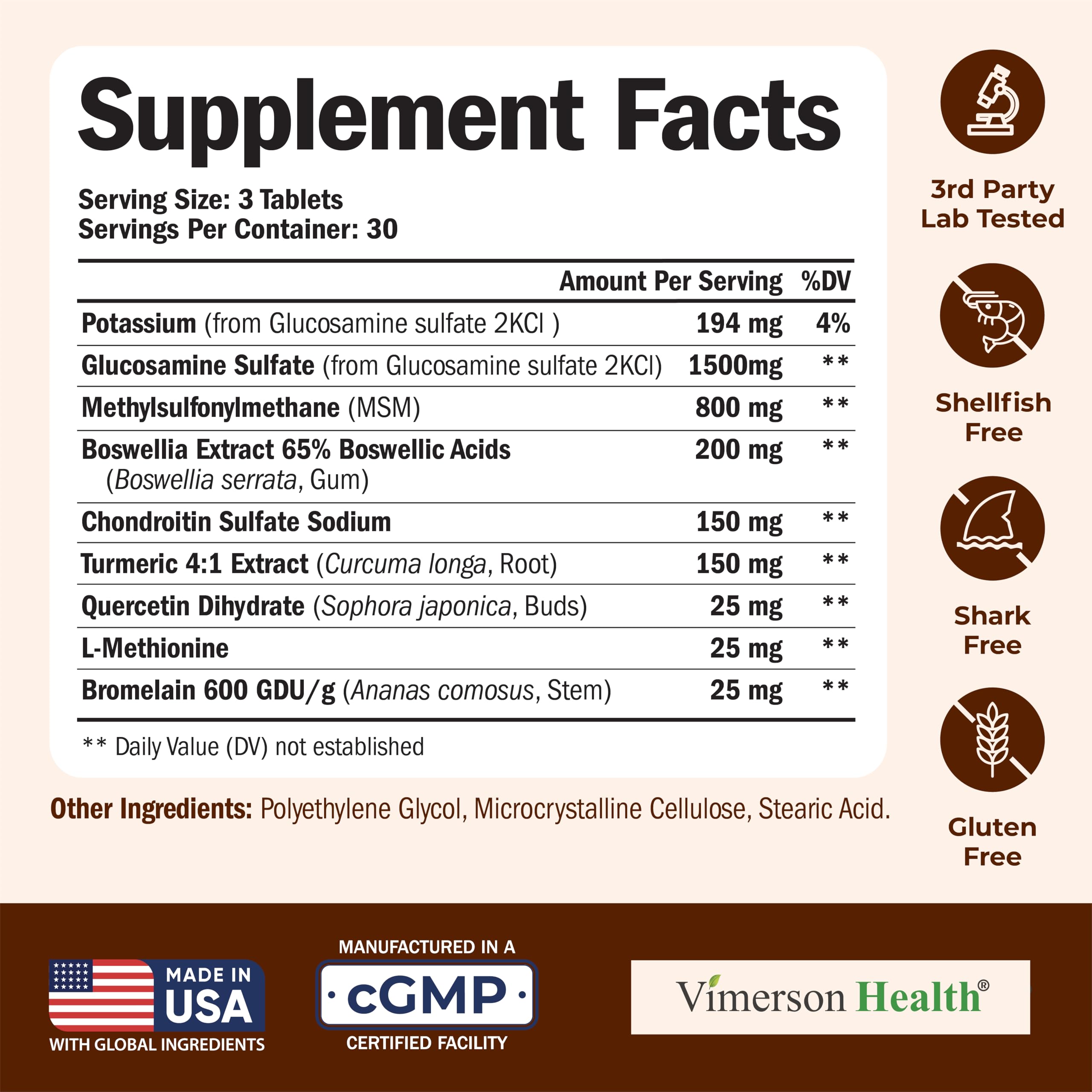 Glucosamine Chondroitin MSM 1500 mg – Joint Support & Cartilage Health (90 Tablets)