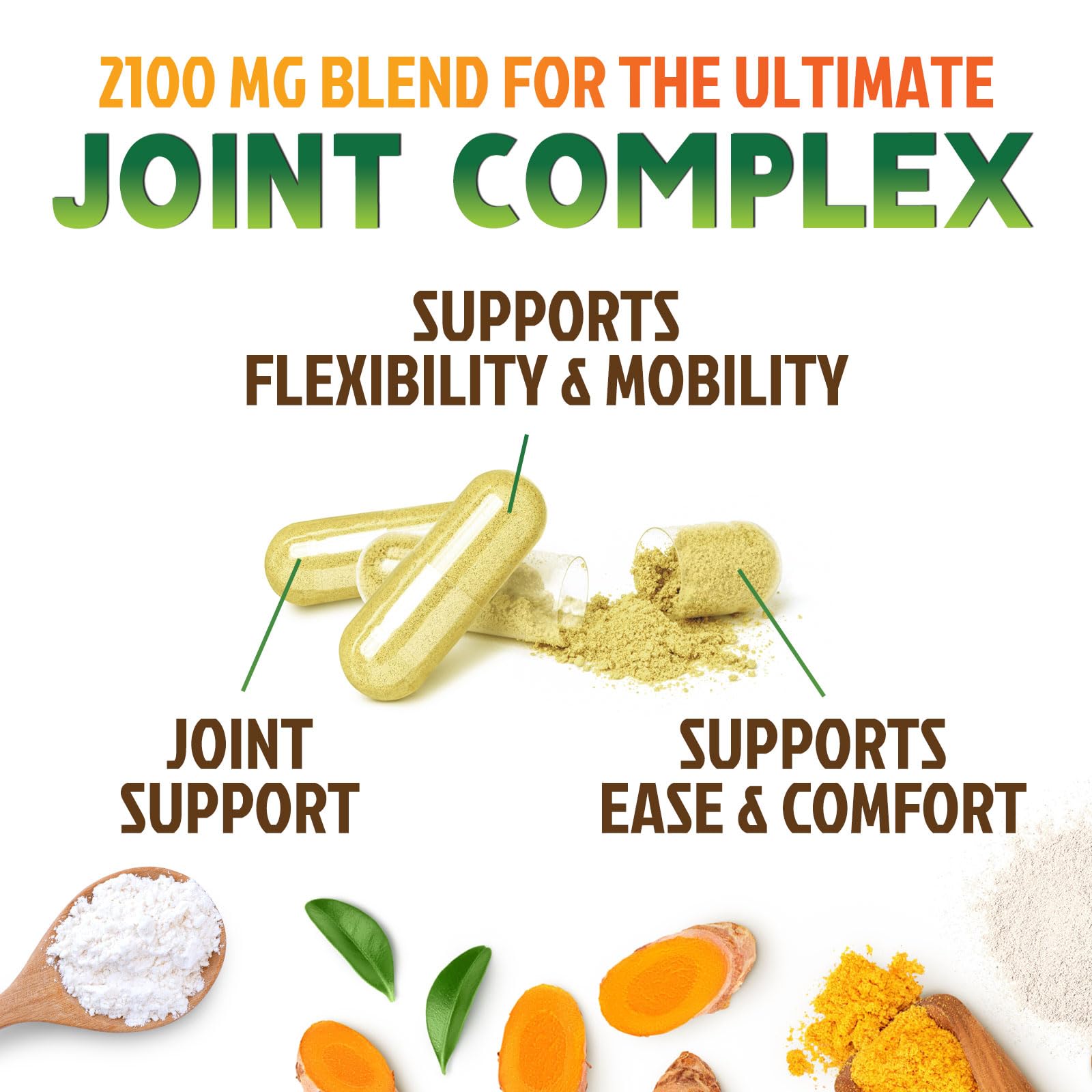 Glucosamine Chondroitin MSM 2100mg – 3x Strength Joint Support for Men & Women | Turmeric & Boswellia – 180 Capsules