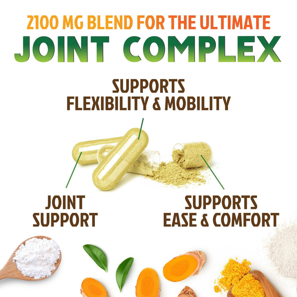 Glucosamine Chondroitin MSM 2100mg – 3x Strength Joint Support for Men & Women | Turmeric & Boswellia – 180 Capsules