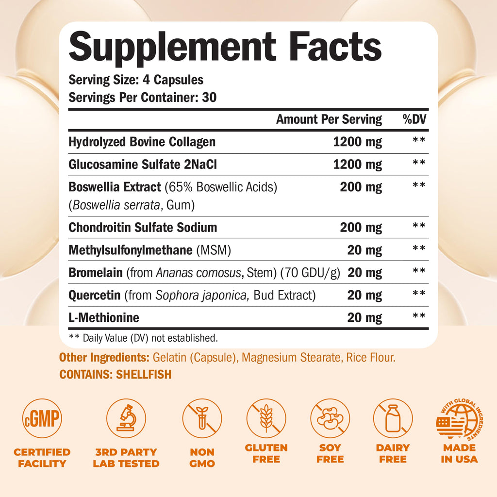 Glucosamine Chondroitin MSM with Hydrolyzed Collagen – Joint Support