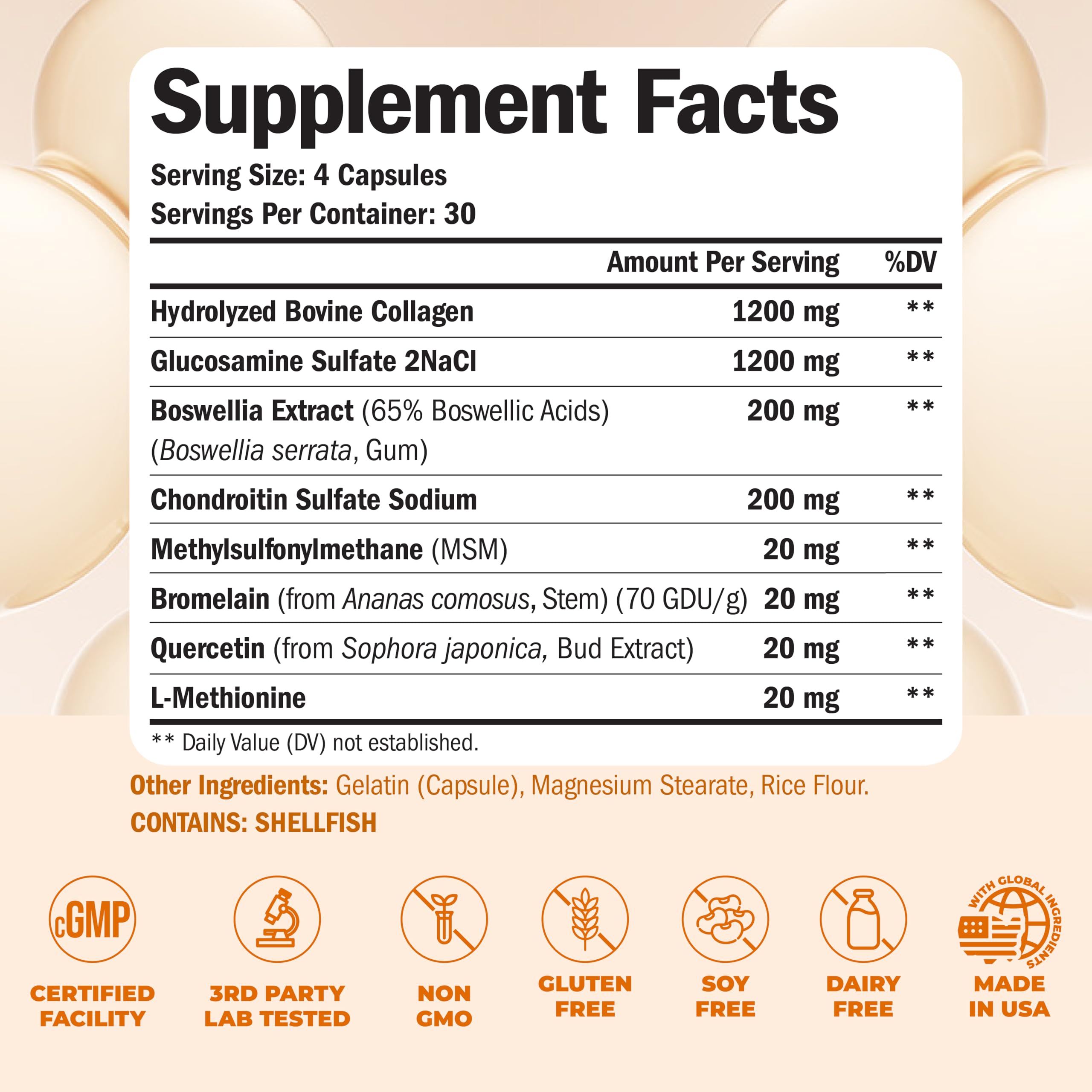 Glucosamine Chondroitin MSM with Hydrolyzed Collagen – Joint Support