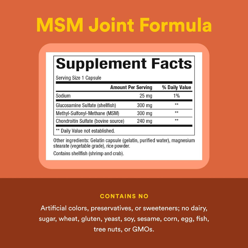Natural Factors MSM Joint Formula – Supports Healthy Joints & Mobility | 180 Capsules