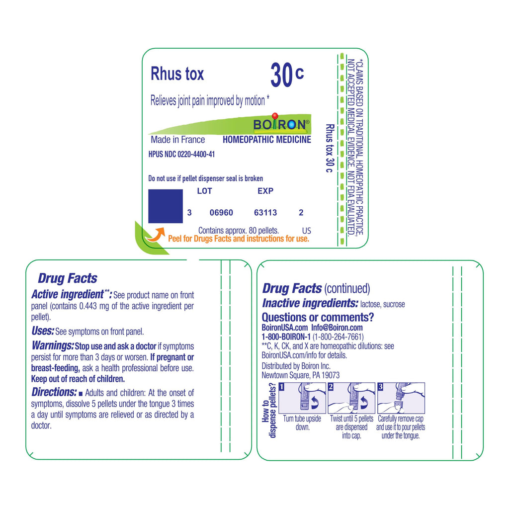 Boiron Rhus Toxicodendron 30C – Homeopathic Joint Pain Relief (80 Pellets)