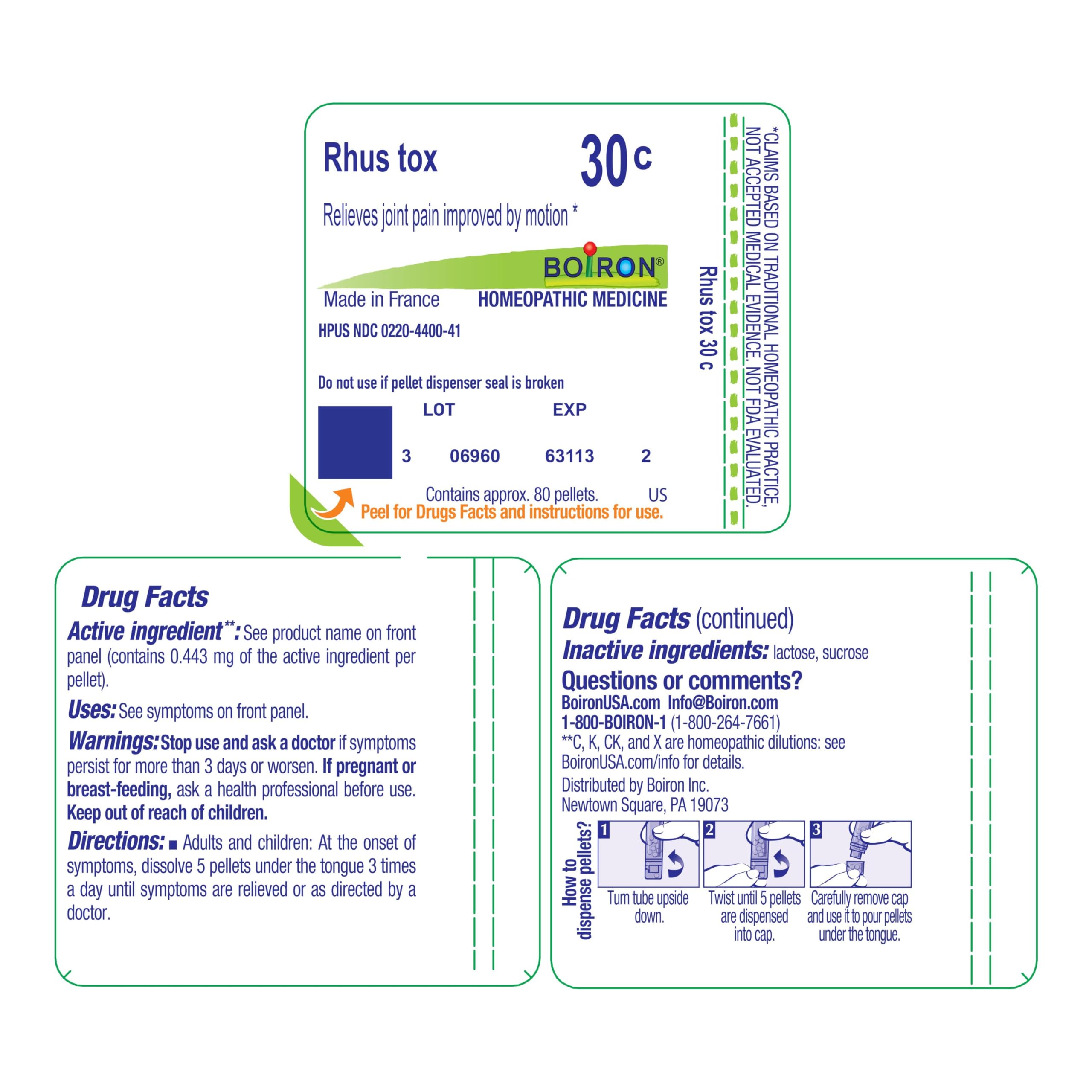 Boiron Rhus Toxicodendron 30C – Homeopathic Joint Pain Relief (80 Pellets)